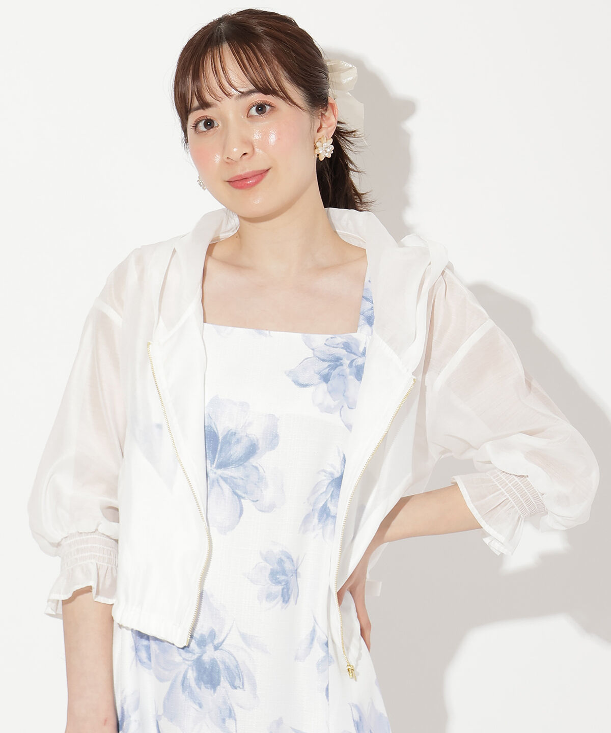 WILLSELECTION「サイドリボンキャンディスリーブパーカー」|パーカー|