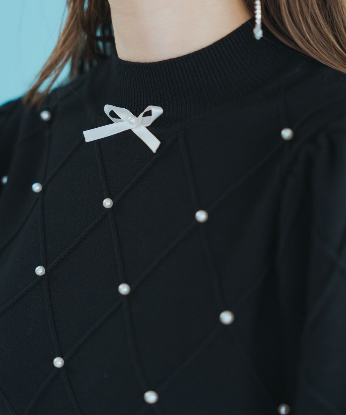 WILLSELECTION「ダイヤ柄パールパフニット」|ニット・セーター|