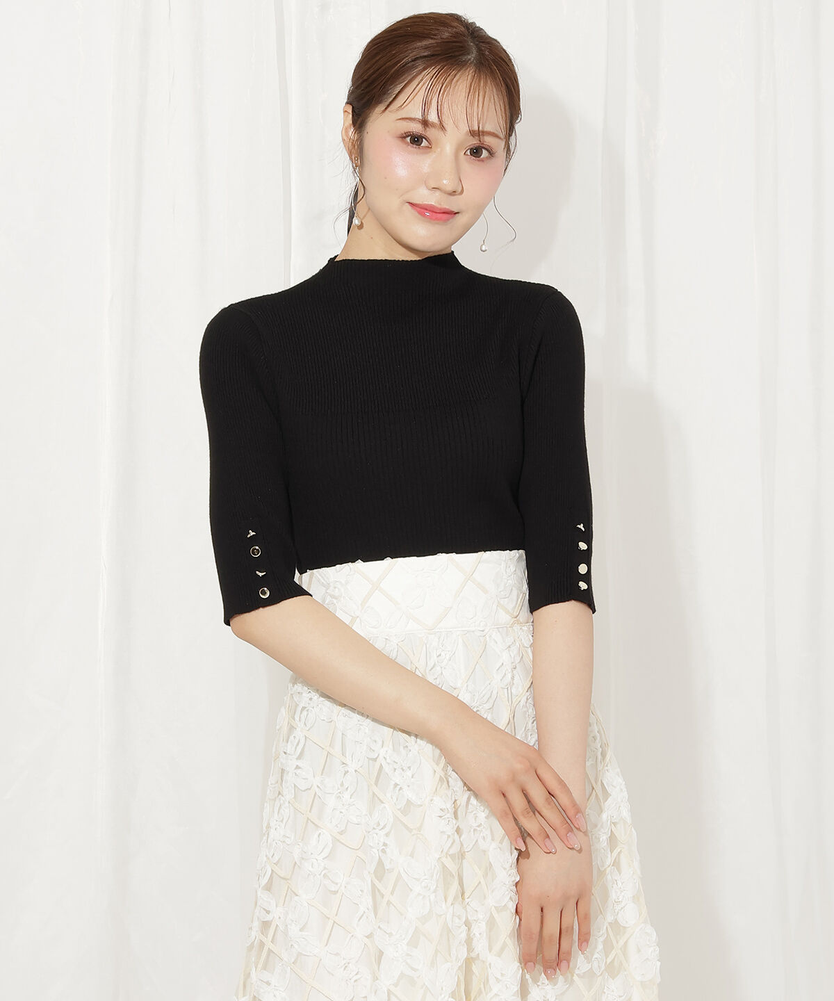 WILLSELECTION「袖口ボタンボトルネックリブニット」|ニット・セーター|