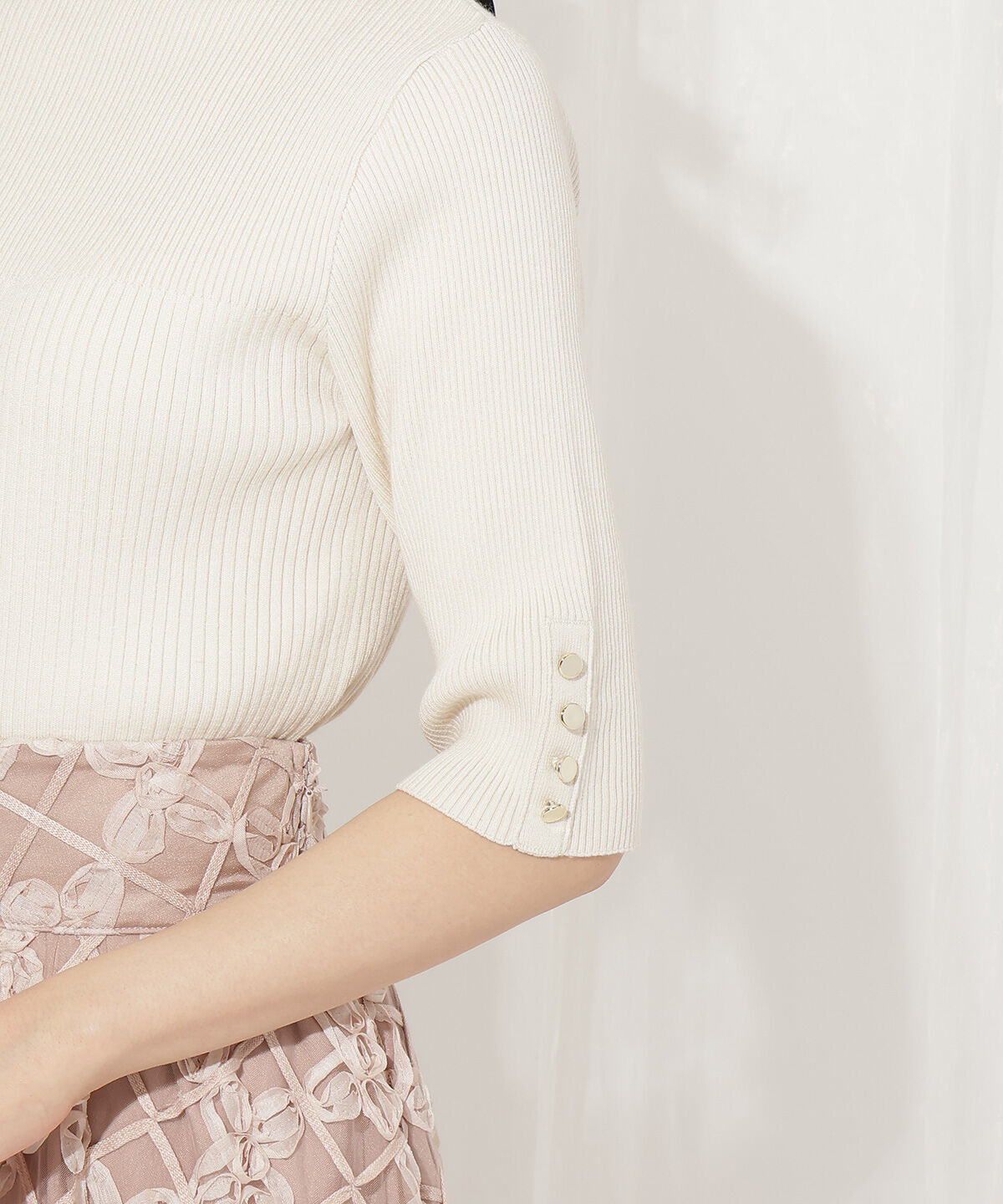 WILLSELECTION「袖口ボタンボトルネックリブニット」|ニット・セーター|