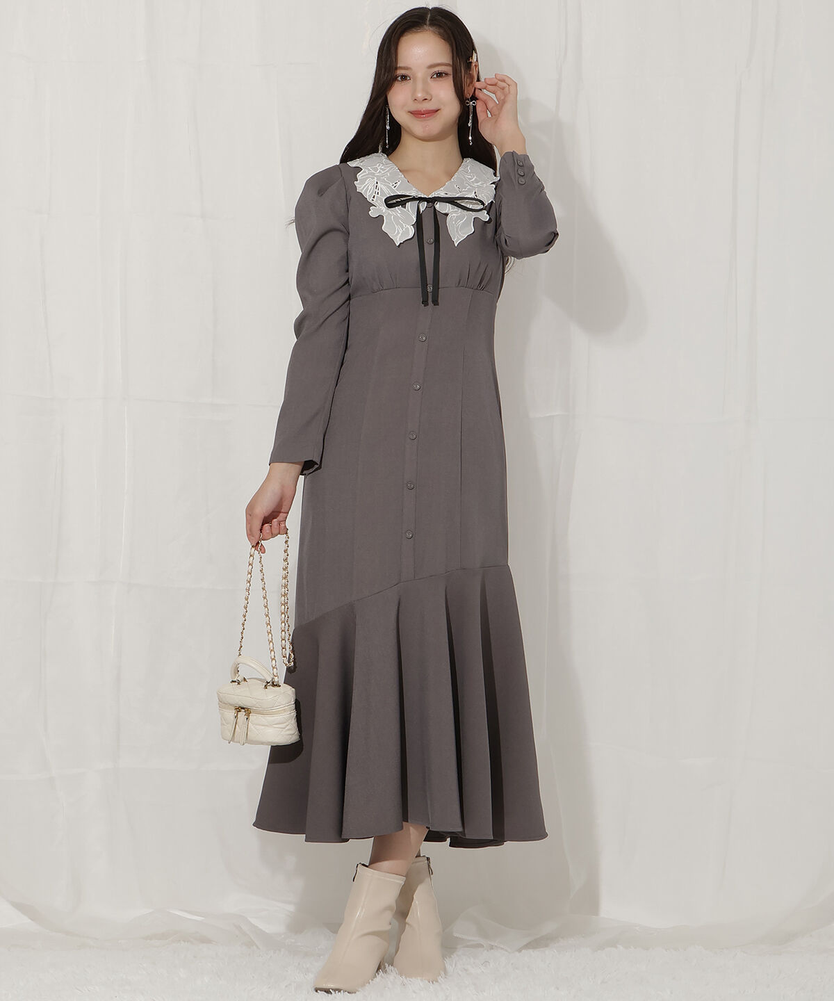 WILLSELECTION「レースカラーマーメイドワンピース」|ワンピース|