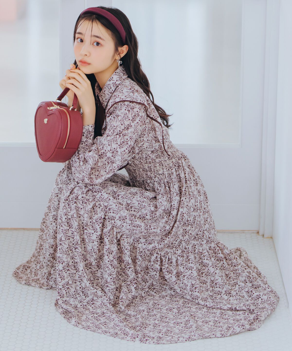 WILLSELECTION「ティアード切り替えパイピングフリルワンピース」|ワンピース|茶系花柄