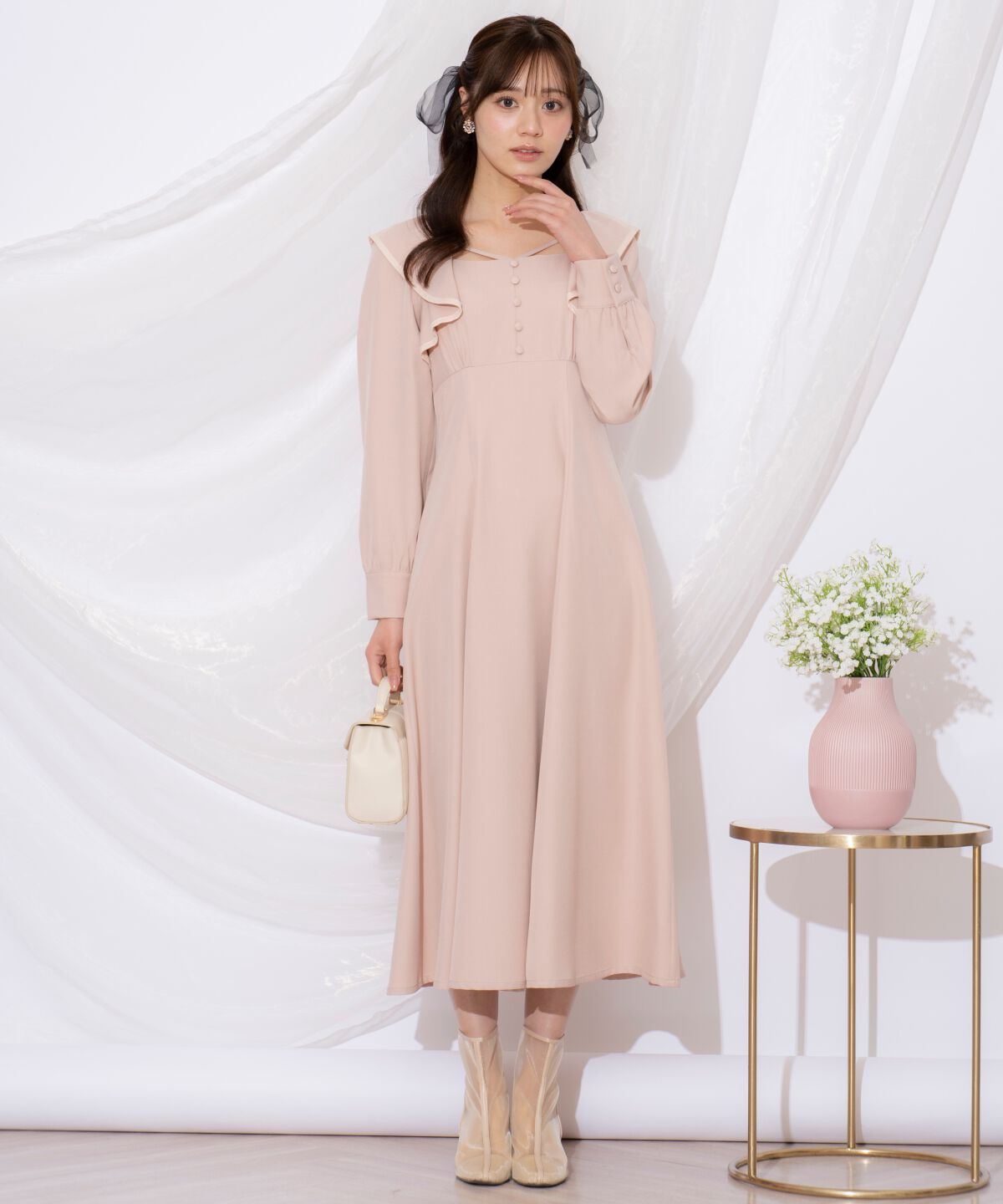 WILLSELECTION「配色パイピングフリルワンピース」|ワンピース|