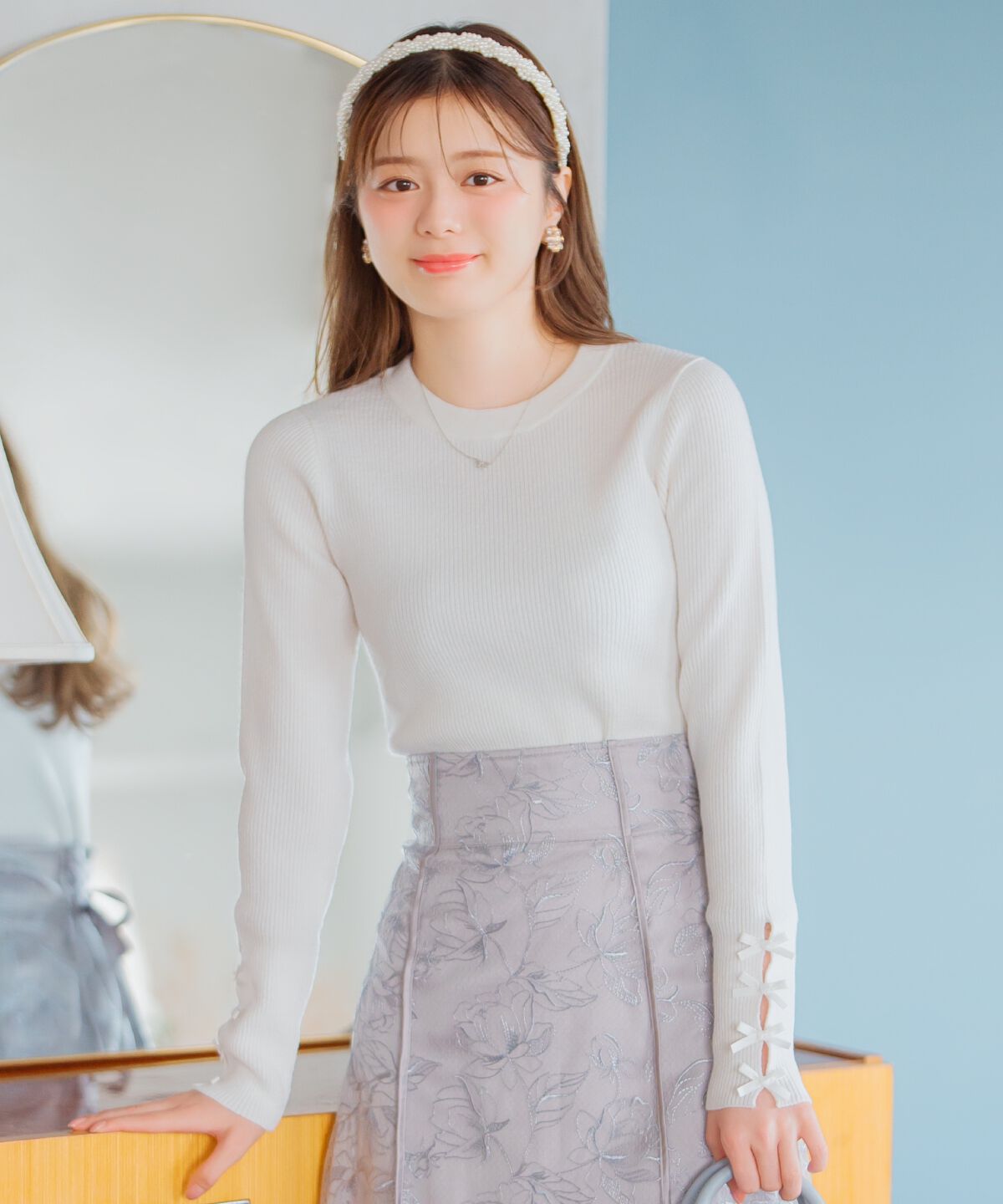 WILLSELECTION「袖リボンボトルネックニット」|ニット・セーター|