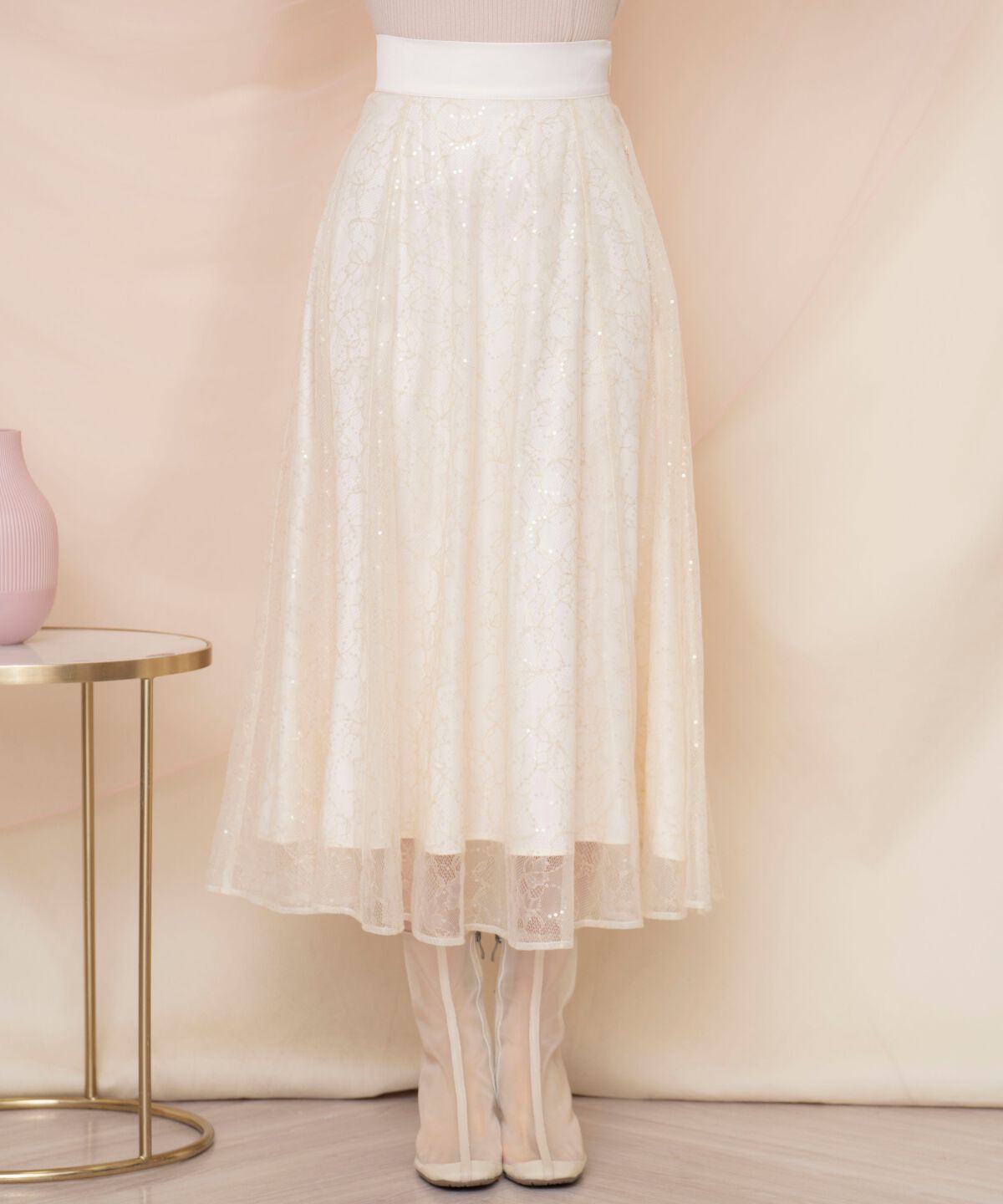 WILLSELECTION「スパンコール付きチュールスカート」|フレア|