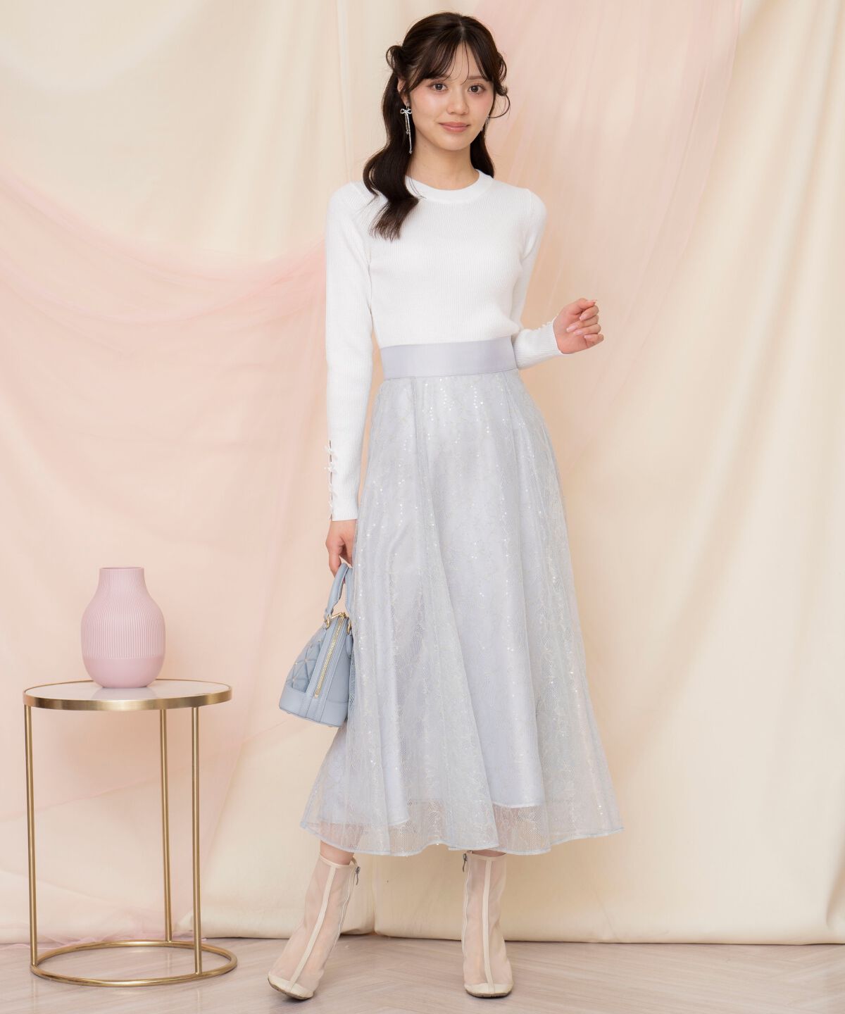 WILLSELECTION「スパンコール付きチュールスカート」|フレア|