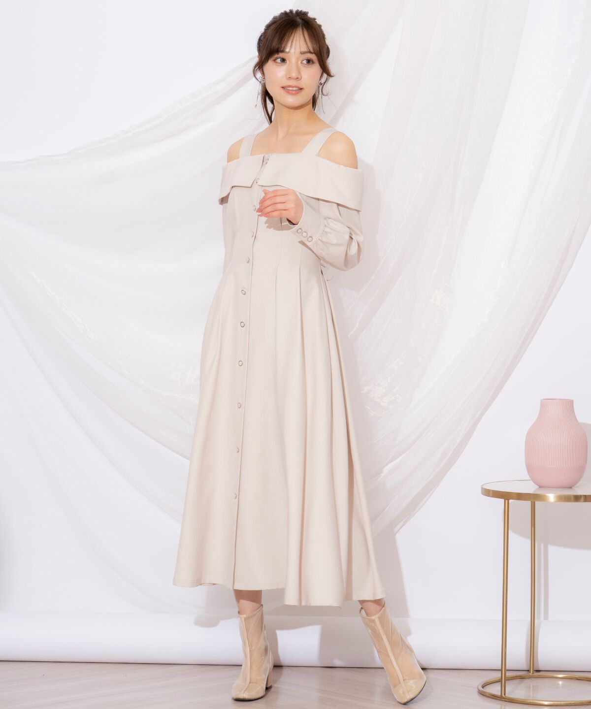 WILLSELECTION「ショルダーリボンタックウエストシャツワンピース」|ワンピース|