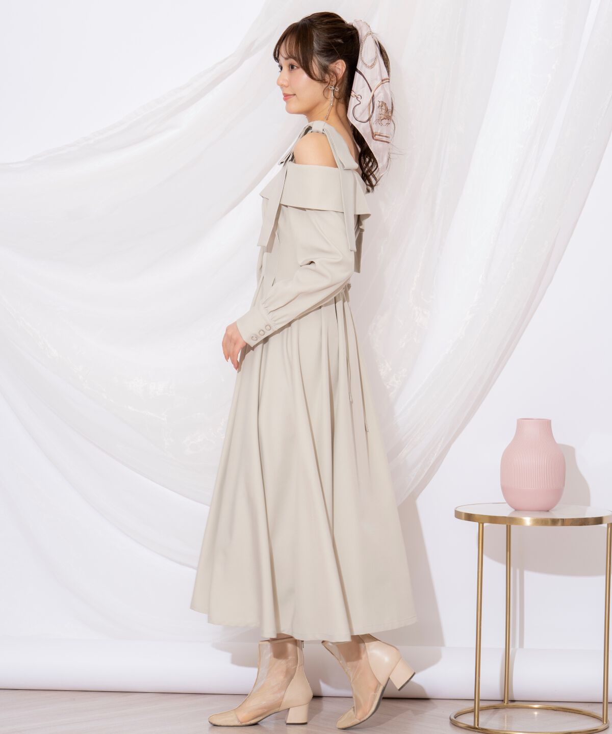 WILLSELECTION「ショルダーリボンタックウエストシャツワンピース」|ワンピース|