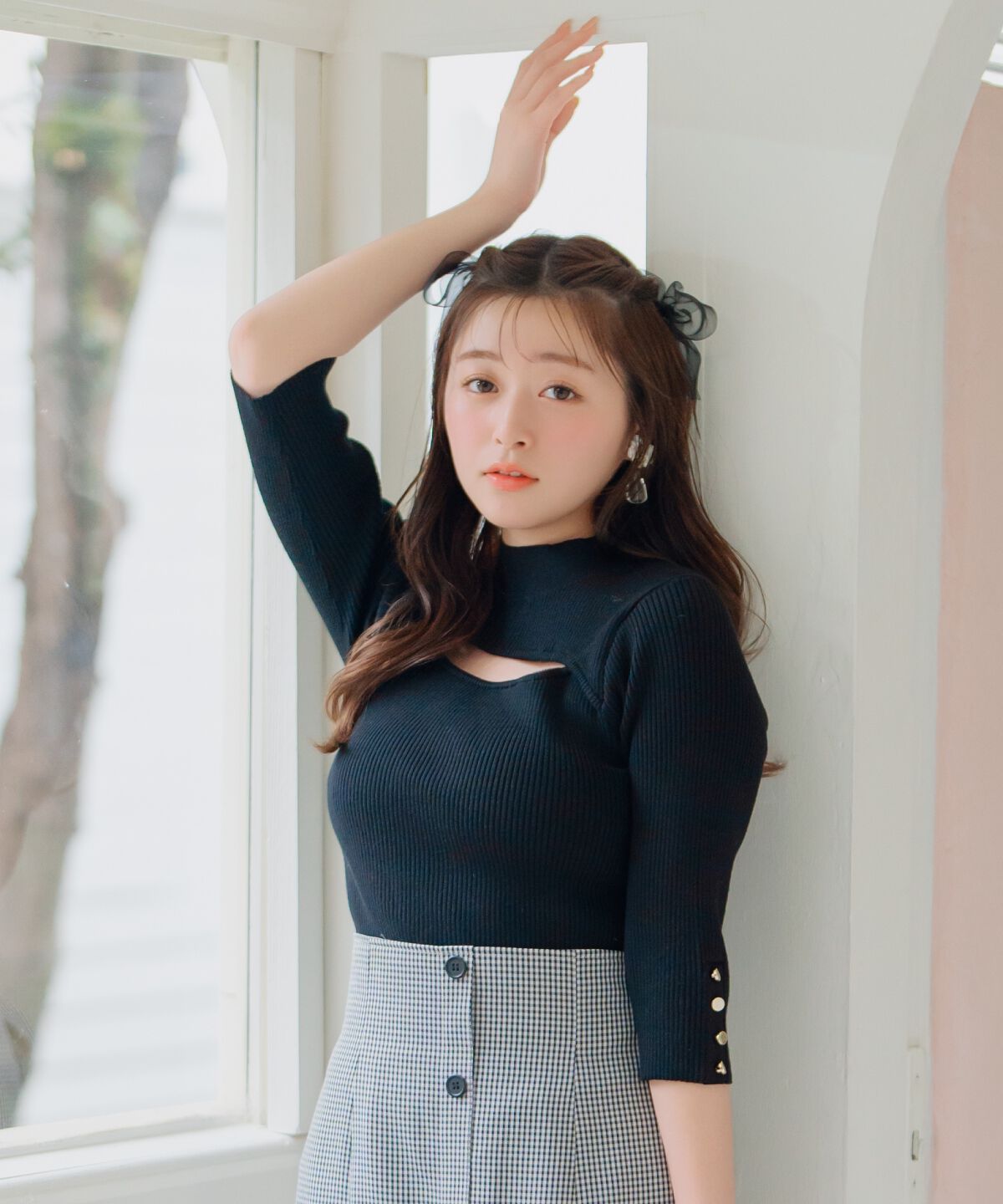 WILLSELECTION「デコルテオープンハイネックプルオーバー」|ニット・セーター|ブラック