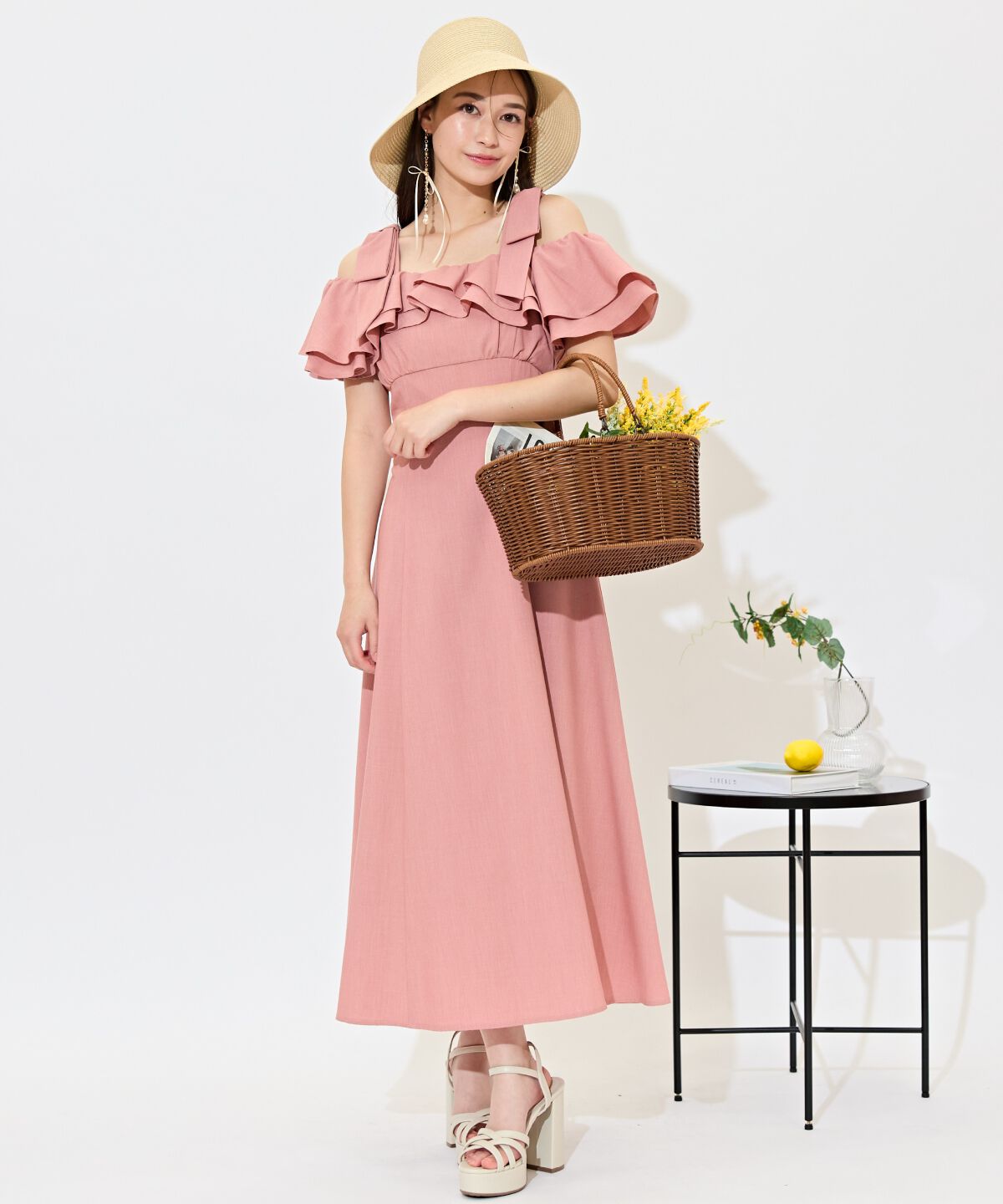 WILLSELECTION「ショルダーリボンラッフルワンピース」|ワンピース|レッド