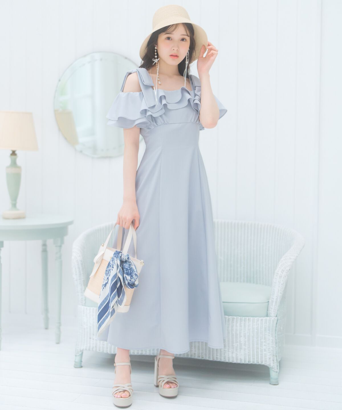 WILLSELECTION「ショルダーリボンラッフルワンピース」|ワンピース|