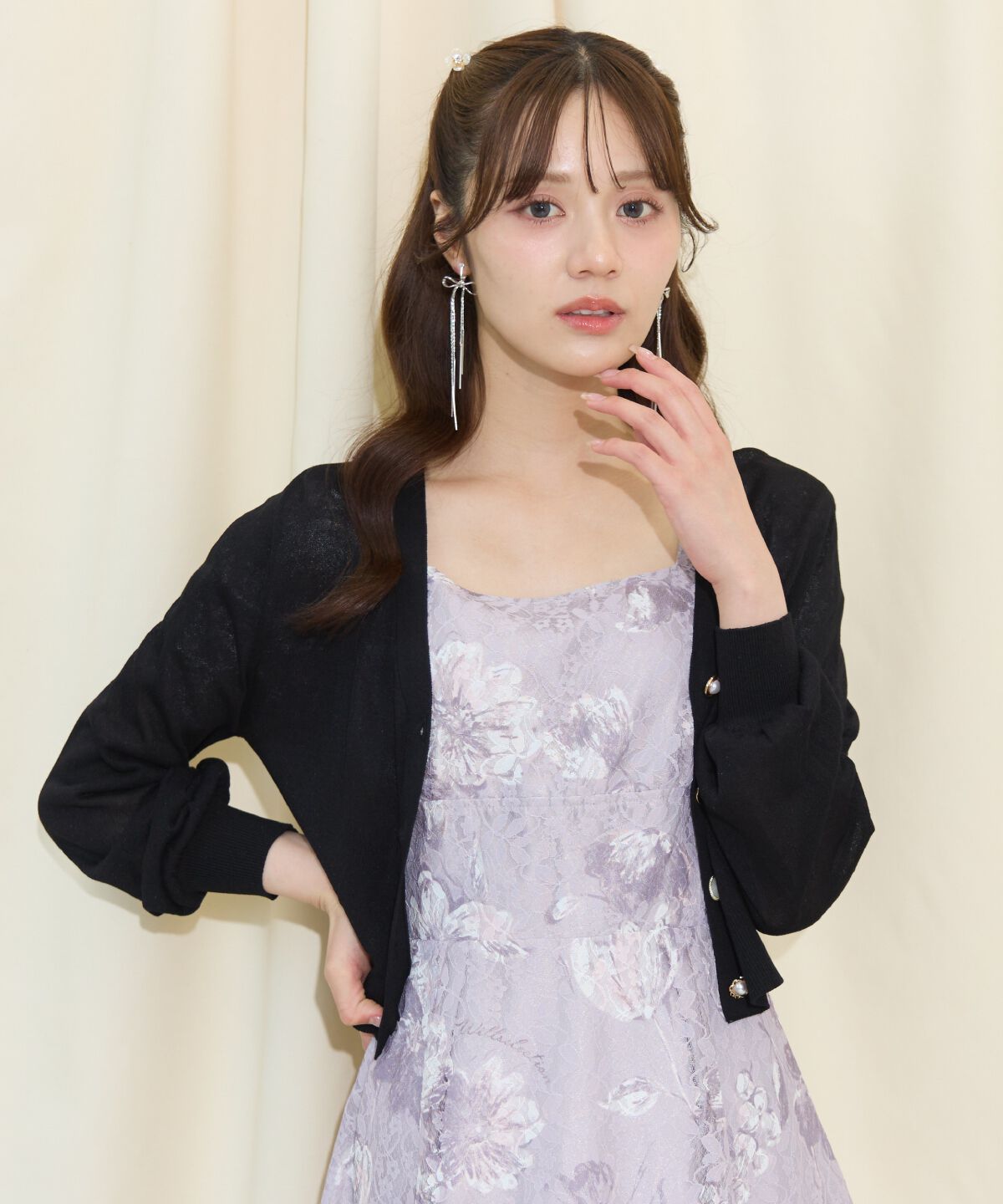 WILLSELECTION「アソートボタンシアーカーディガン」|カーディガン|ブラック