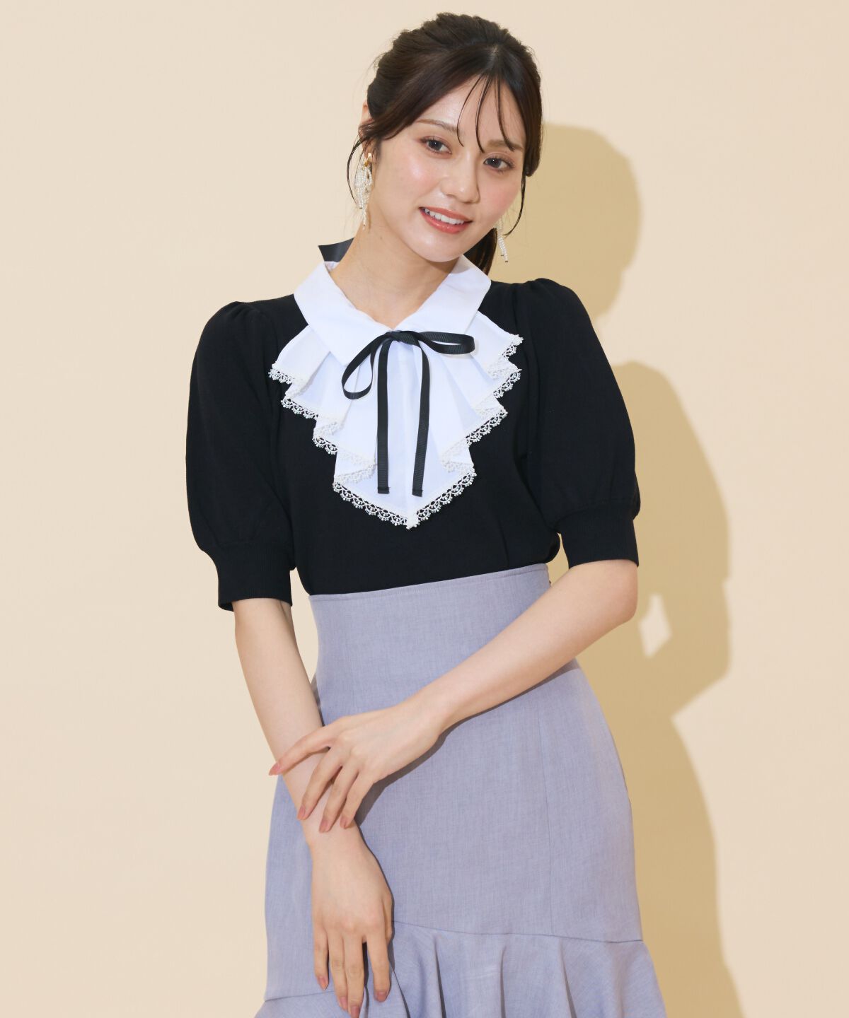 WILLSELECTION「レースラッフルプルオーバー」|ニット・セーター|