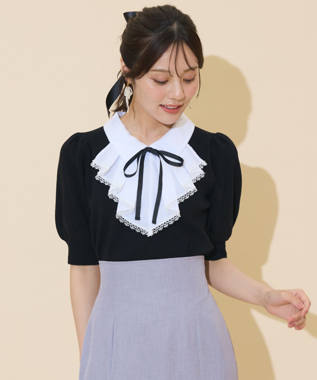 WILLSELECTION「レースラッフルプルオーバー」|ニット・セーター|