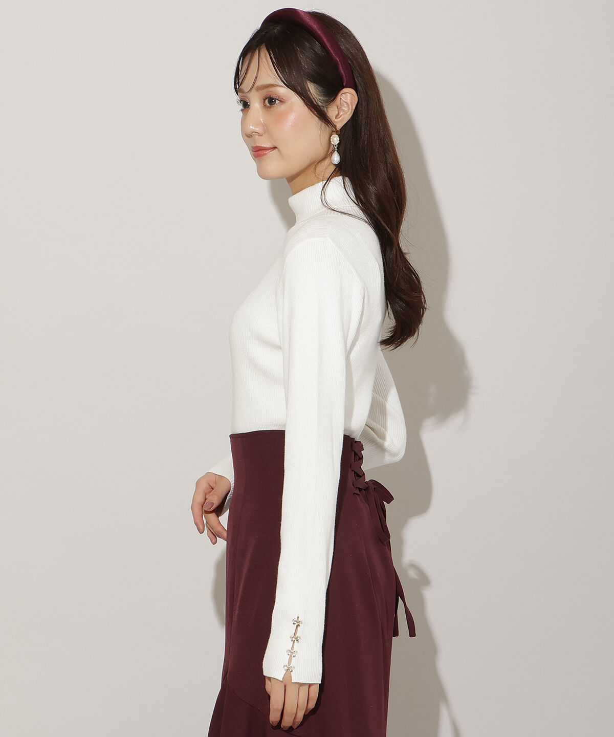 WILLSELECTION「袖口リボンリブタートルニット」|ニット・セーター|