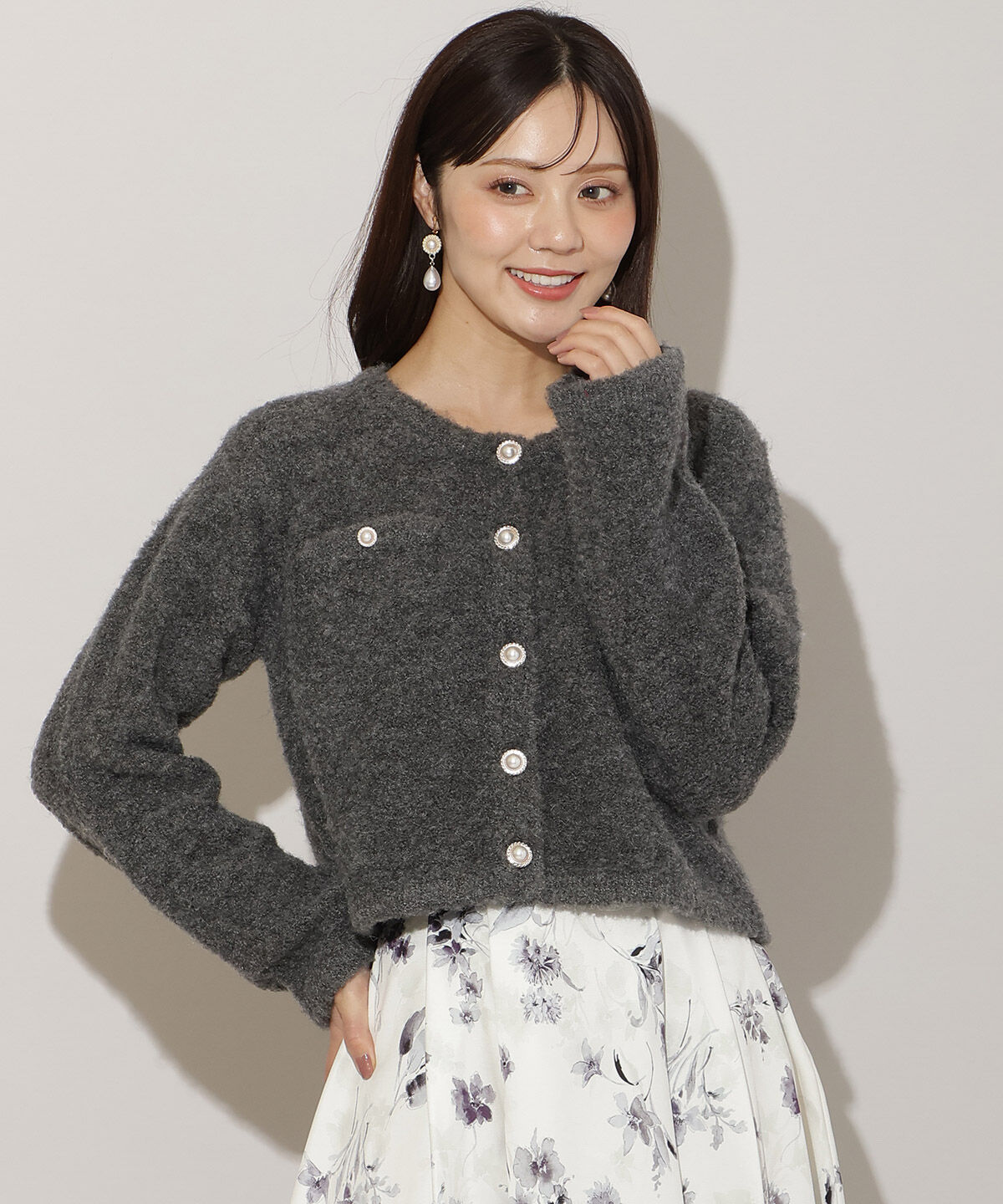 WILLSELECTION「ループヤーンニットジャケット」|カーディガン|ﾁｬｺｰﾙｸﾞﾚｰ