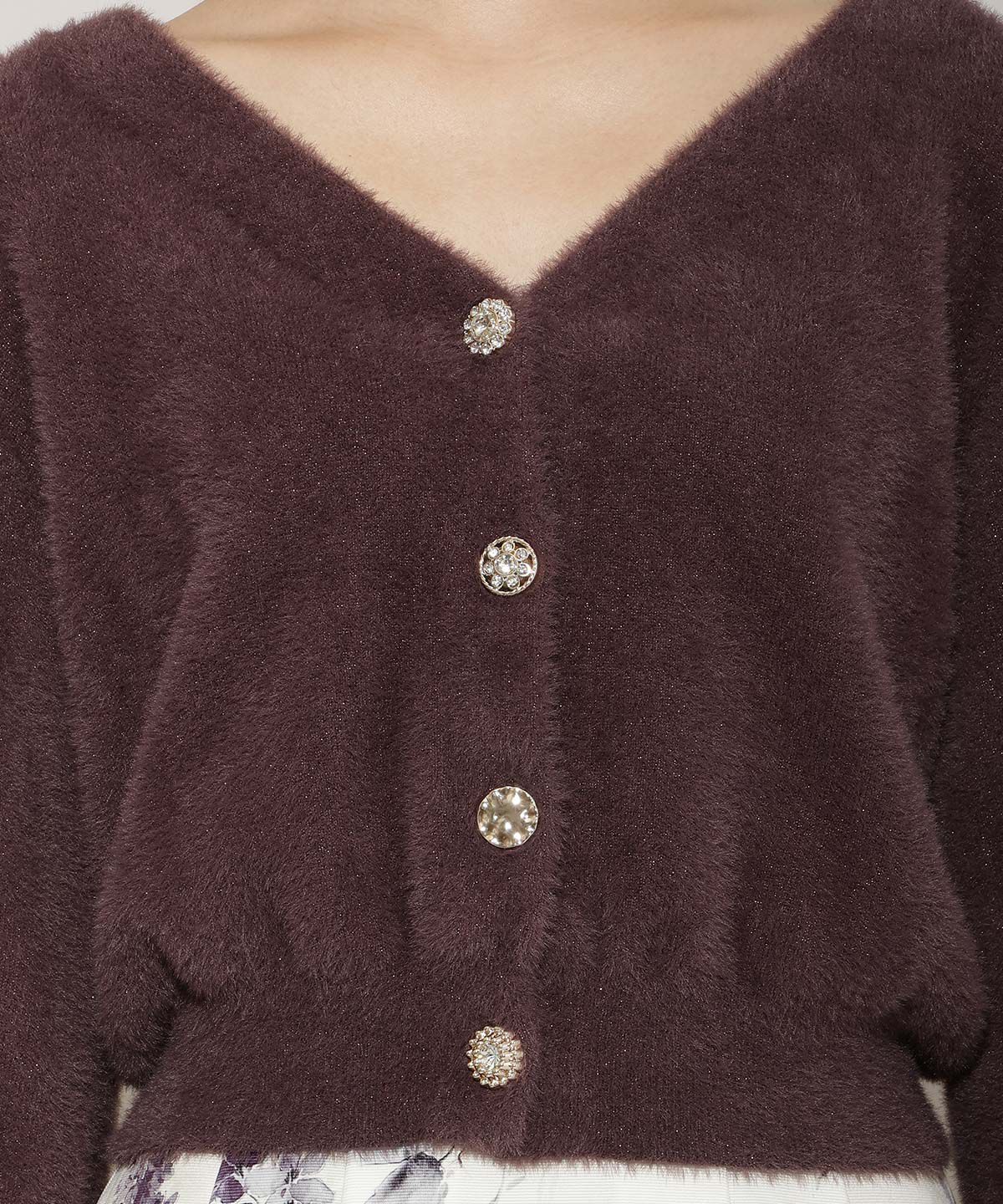 WILLSELECTION「アソートボタンラメフェザーカーディガン」|カーディガン|