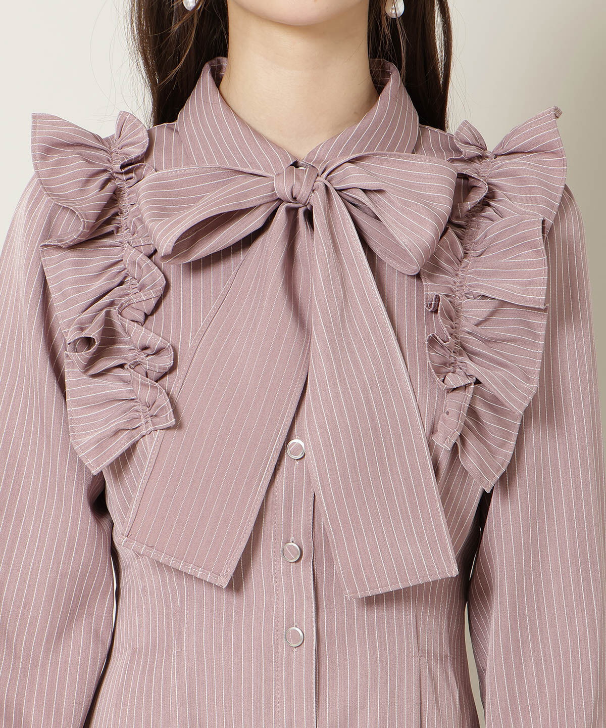 WILLSELECTION「ショルダーフリルリボンタイシャツワンピース」|ワンピース|