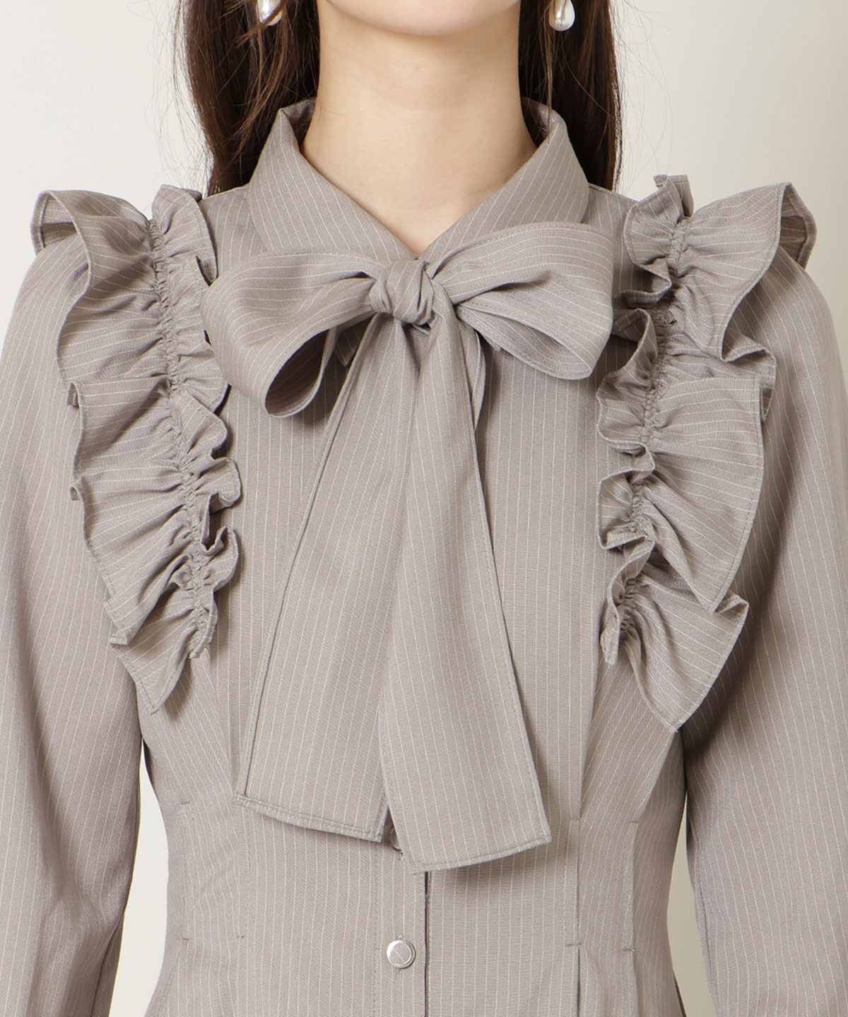 WILLSELECTION「ショルダーフリルリボンタイシャツワンピース」|ワンピース|