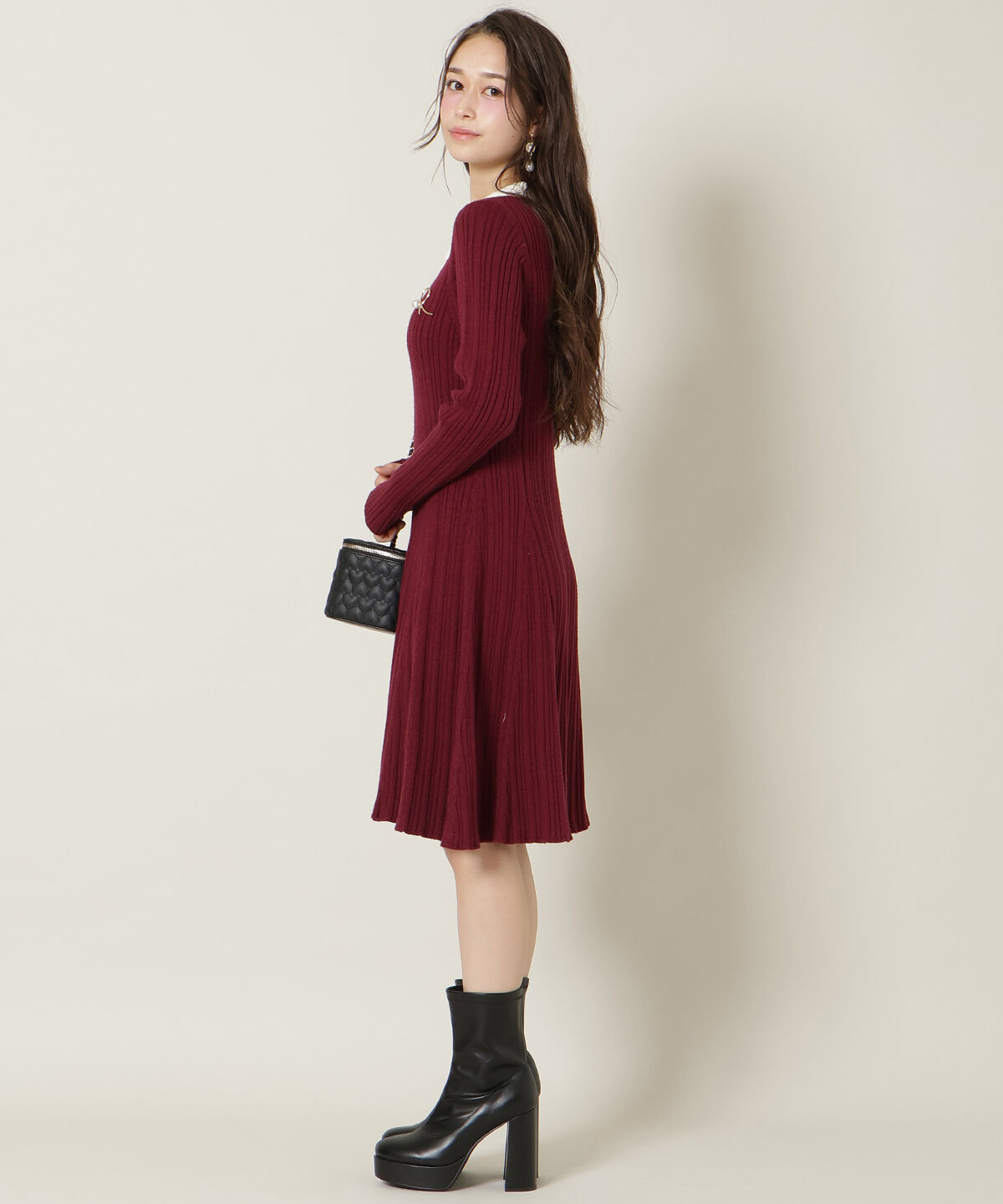 WILLSELECTION「ポロカラーフレアニットワンピース」|ワンピース|