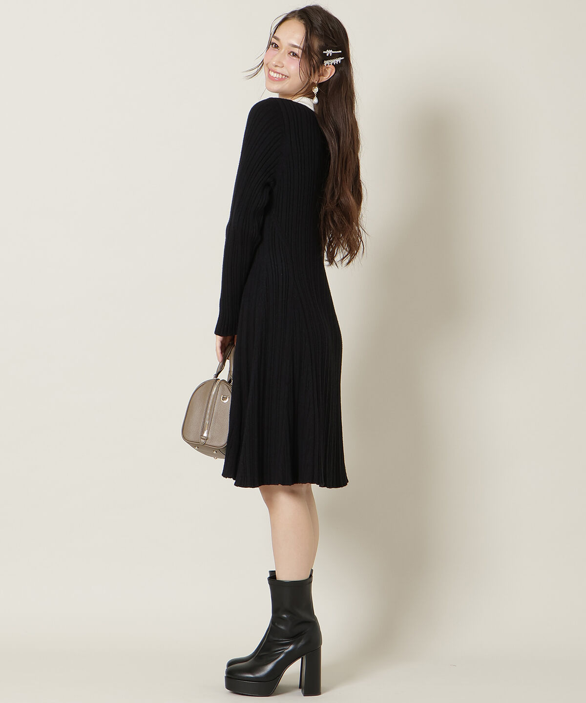 WILLSELECTION「ポロカラーフレアニットワンピース」|ワンピース|