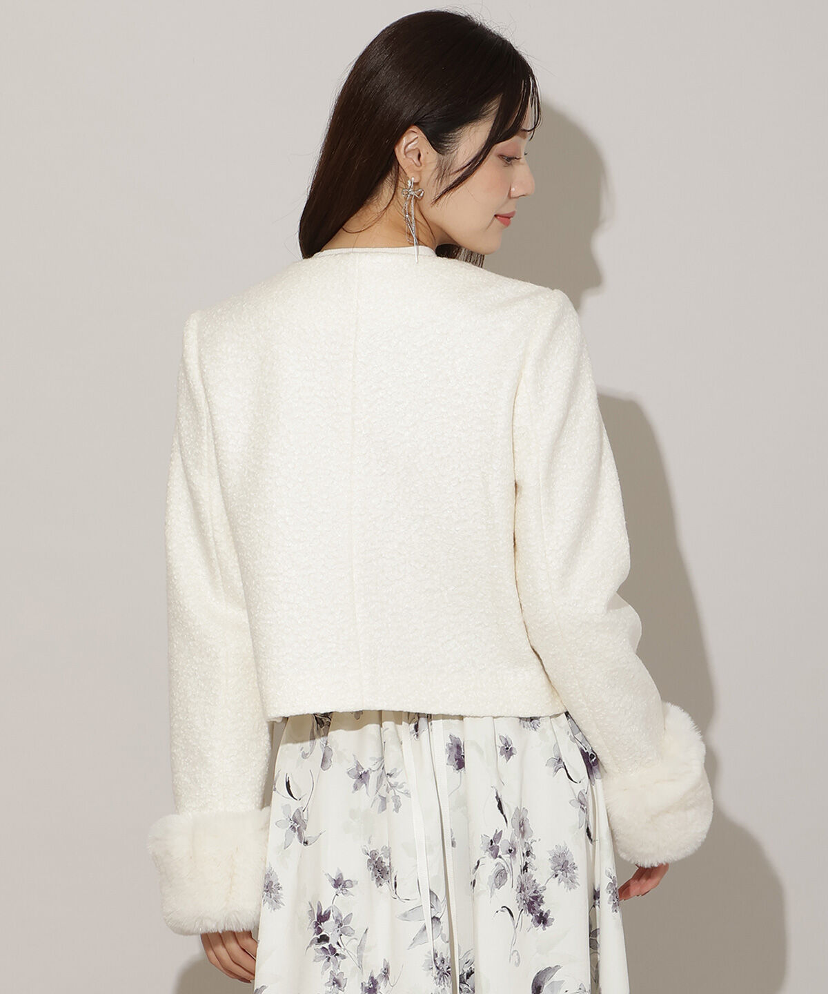 WILLSELECTION「ノーカラーブークレショートコート」|ノーカラーコート|