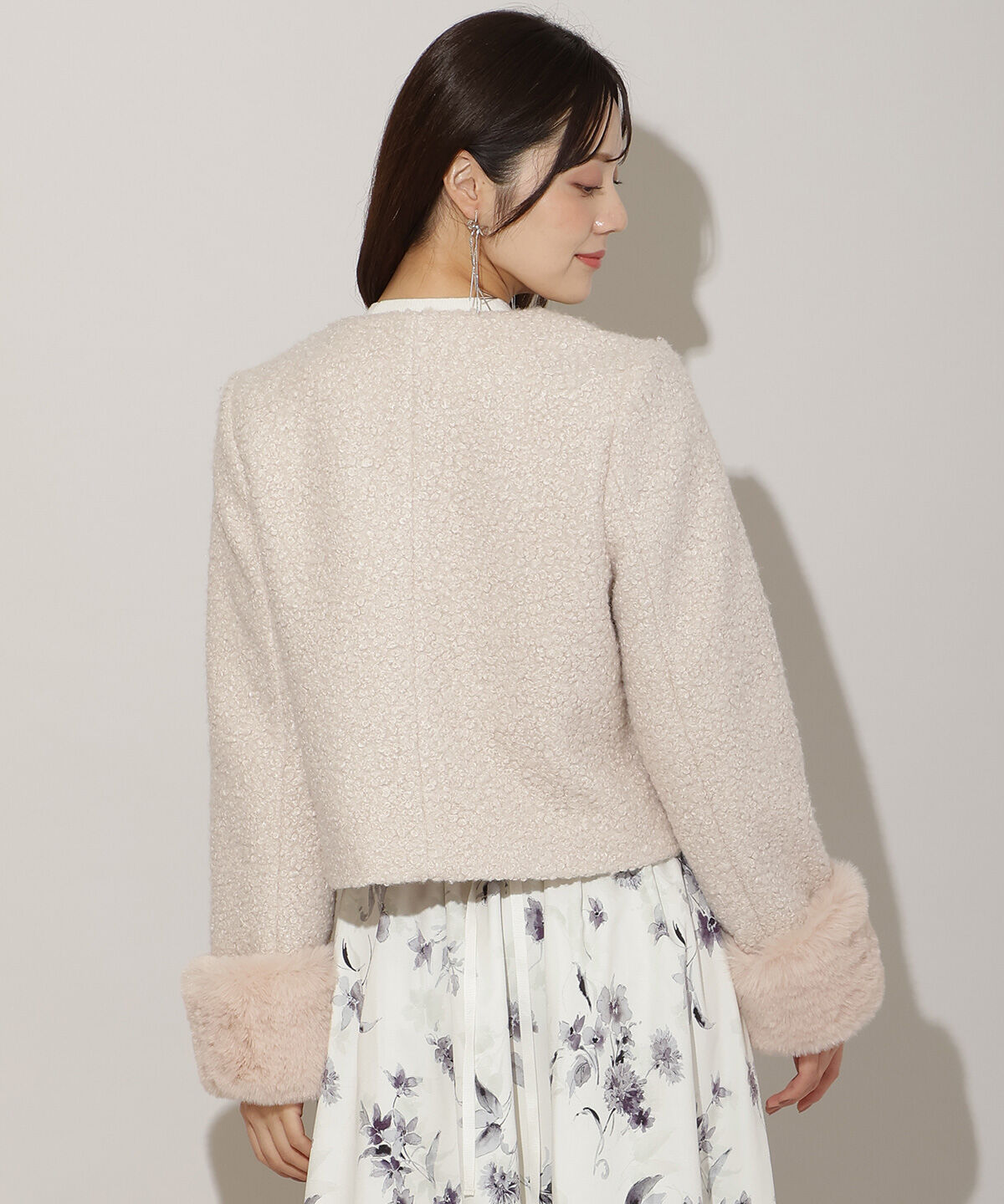 WILLSELECTION「ノーカラーブークレショートコート」|ノーカラーコート|