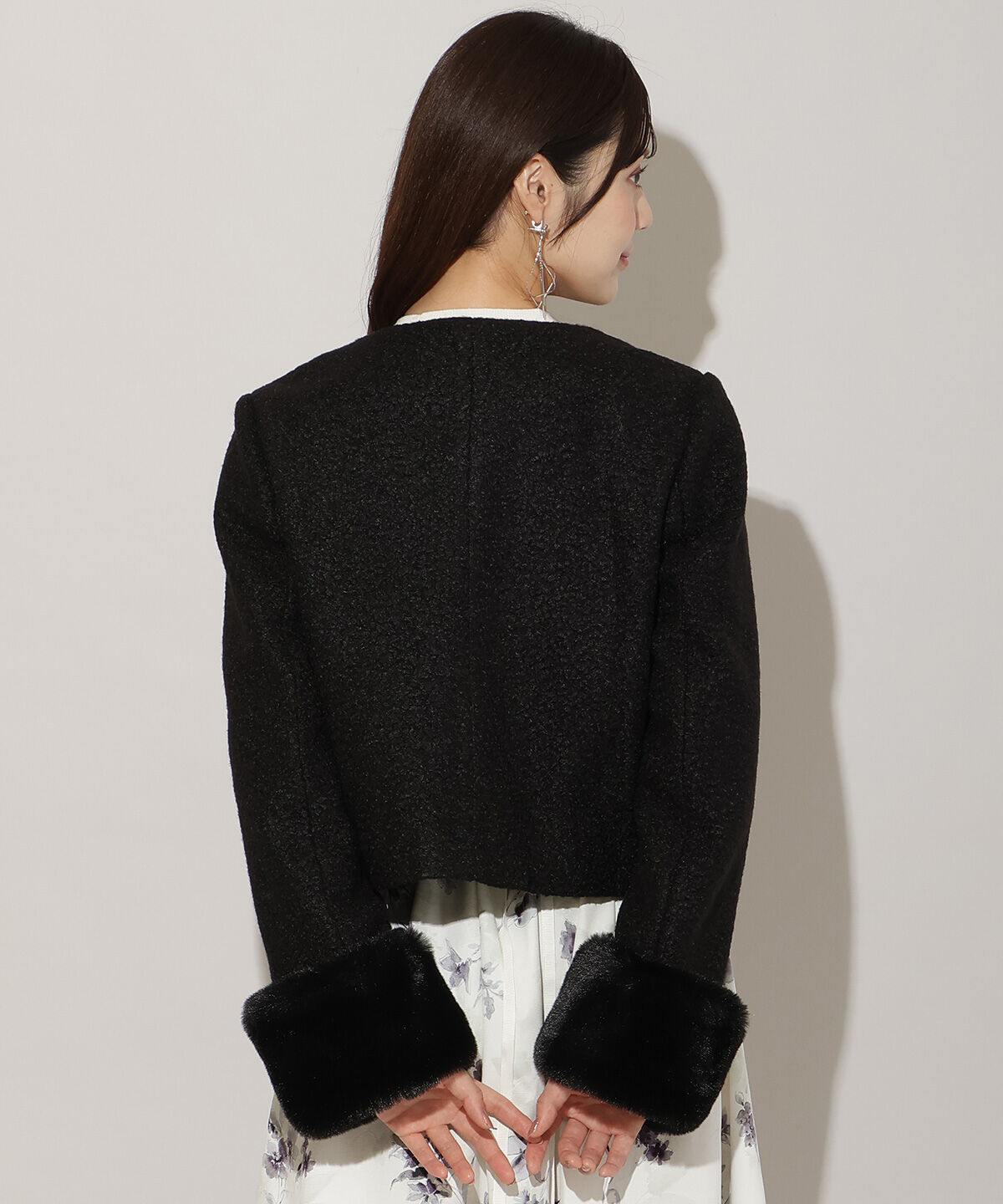 WILLSELECTION「ノーカラーブークレショートコート」|ノーカラーコート|