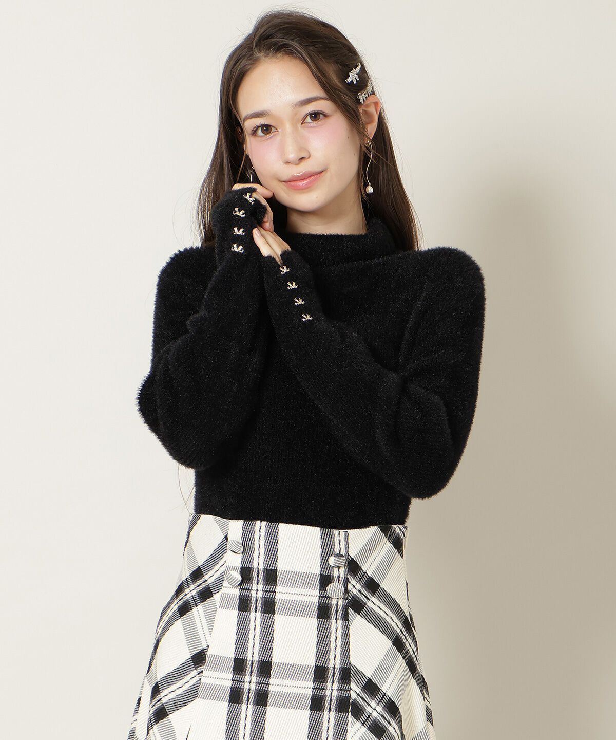 WILLSELECTION「FOXライクヤーンタートルネックプルオーバー」|ニット・セーター|ブラック