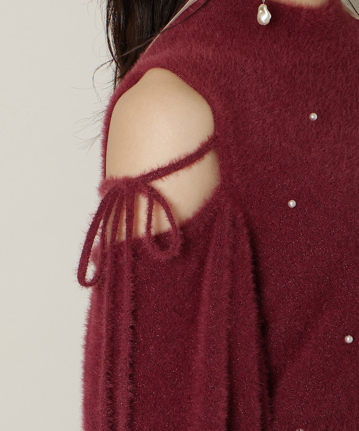 WILLSELECTION「パールビジューフェザーニットトップス」|ニット・セーター|