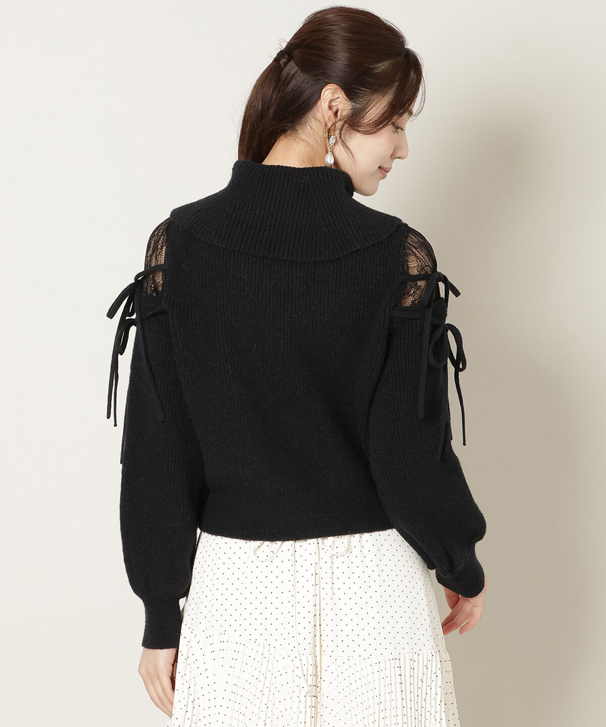 WILLSELECTION「レースショルダーオフタートルニット」|ニット・セーター|