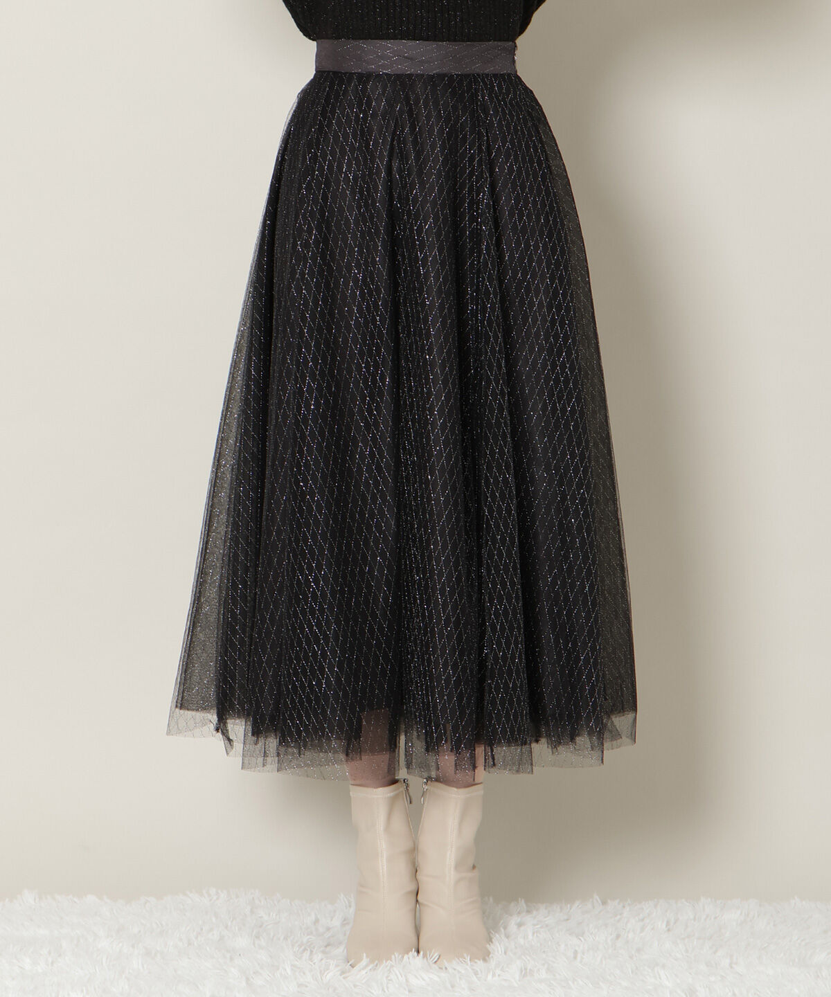 WILLSELECTION「ラメチュールボリュームスカート」|フレア|