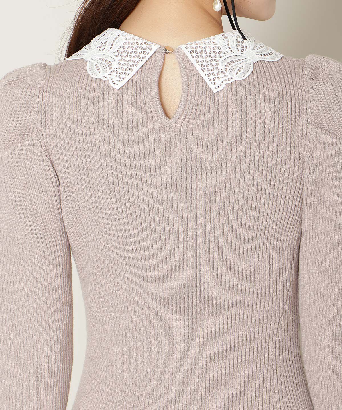 WILLSELECTION「リボンレースカラーニットワンピース」|ワンピース|