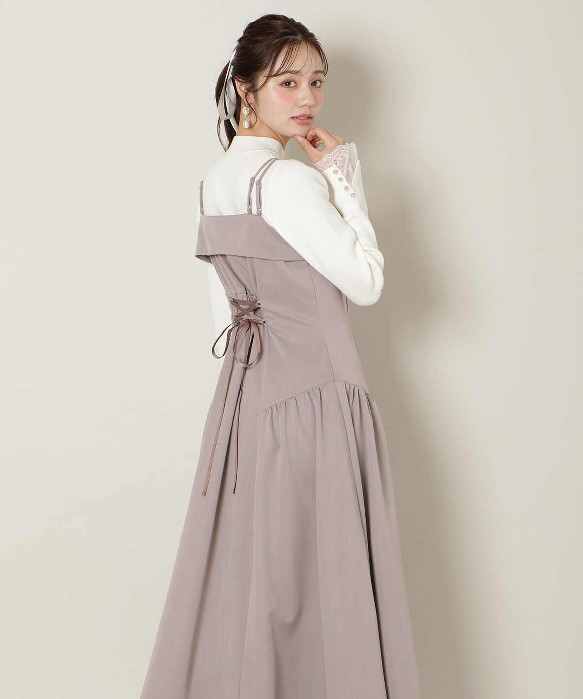 WILLSELECTION「ギャザー切替ストラップキャミワンピース」|ワンピース|