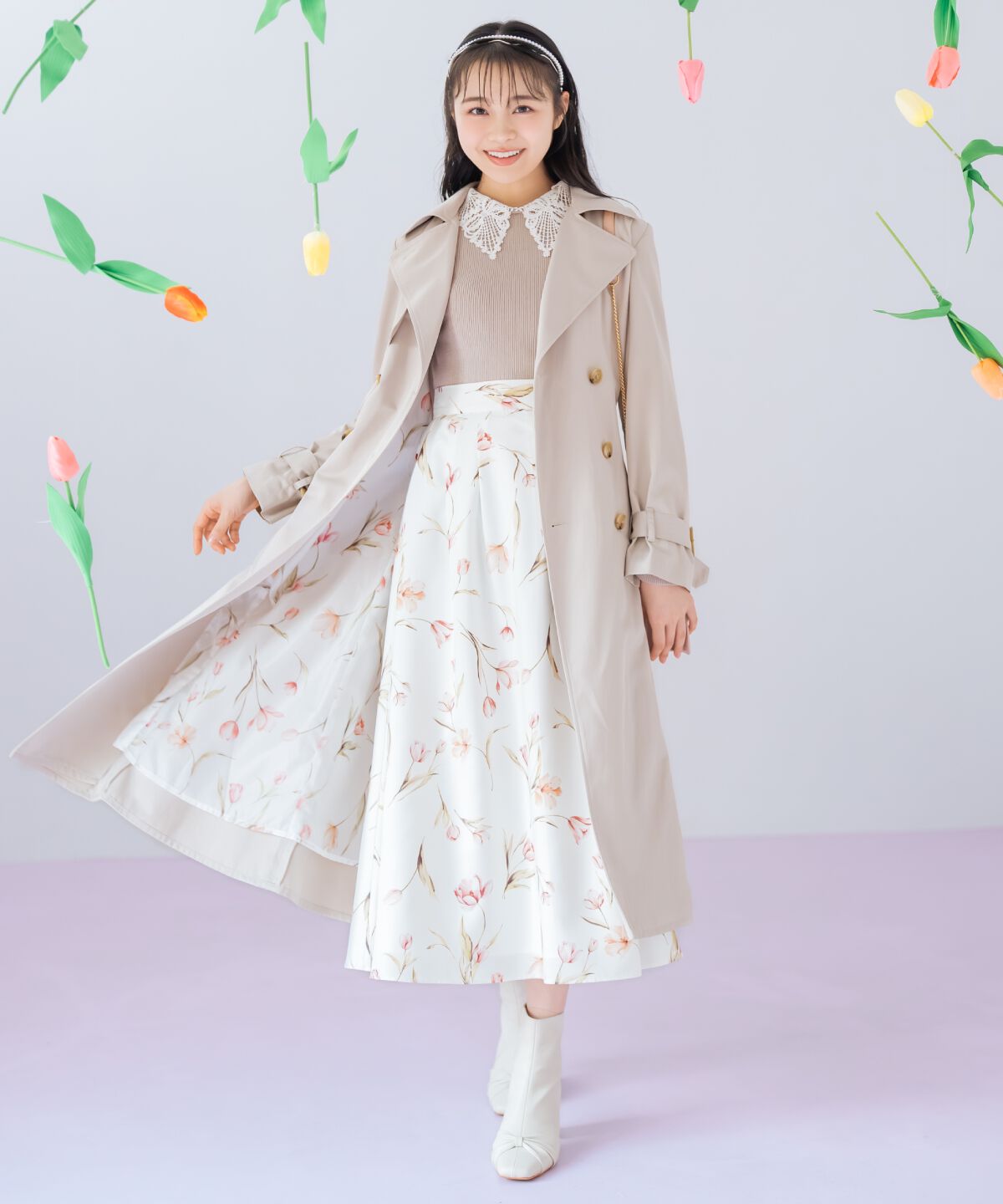 WILLSELECTION「チューリッププリントタックフレアスカート」|フレア|