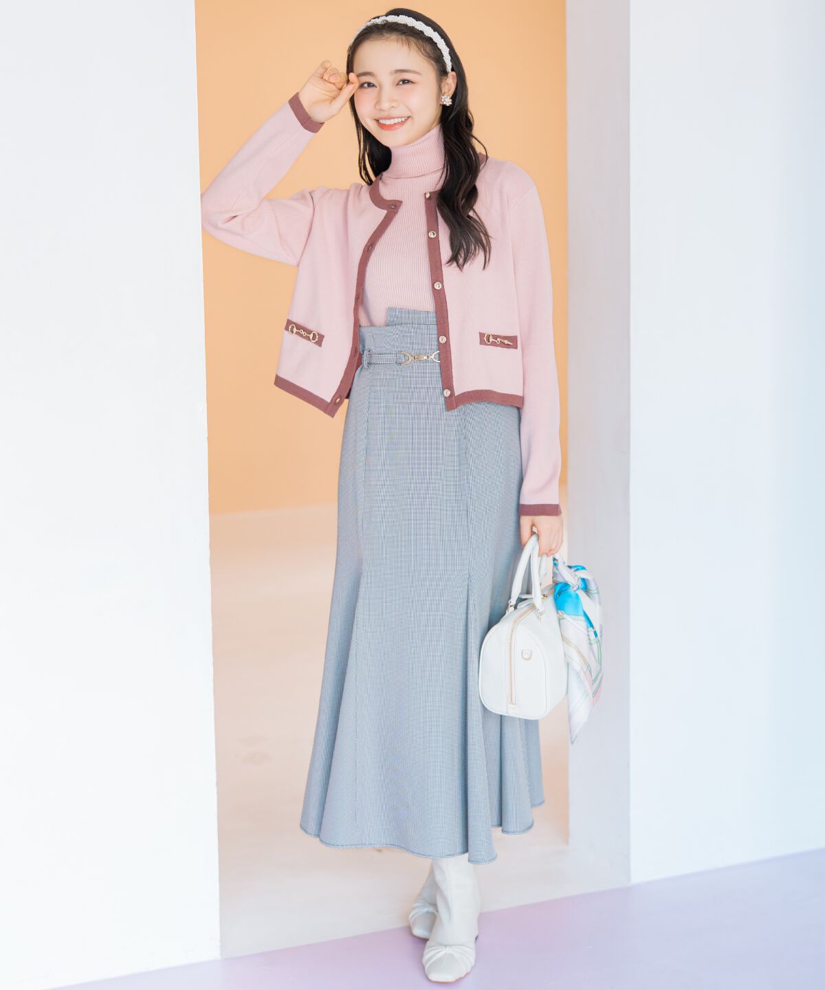 WILLSELECTION「ビットベルト付きマーメイドスカート」|フレア|黒系チェック