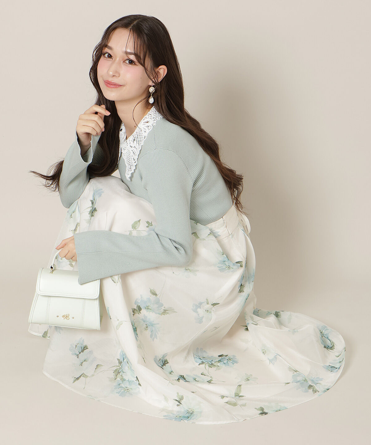 WILLSELECTION「フラワープリントシアータックスカート」|フレア|