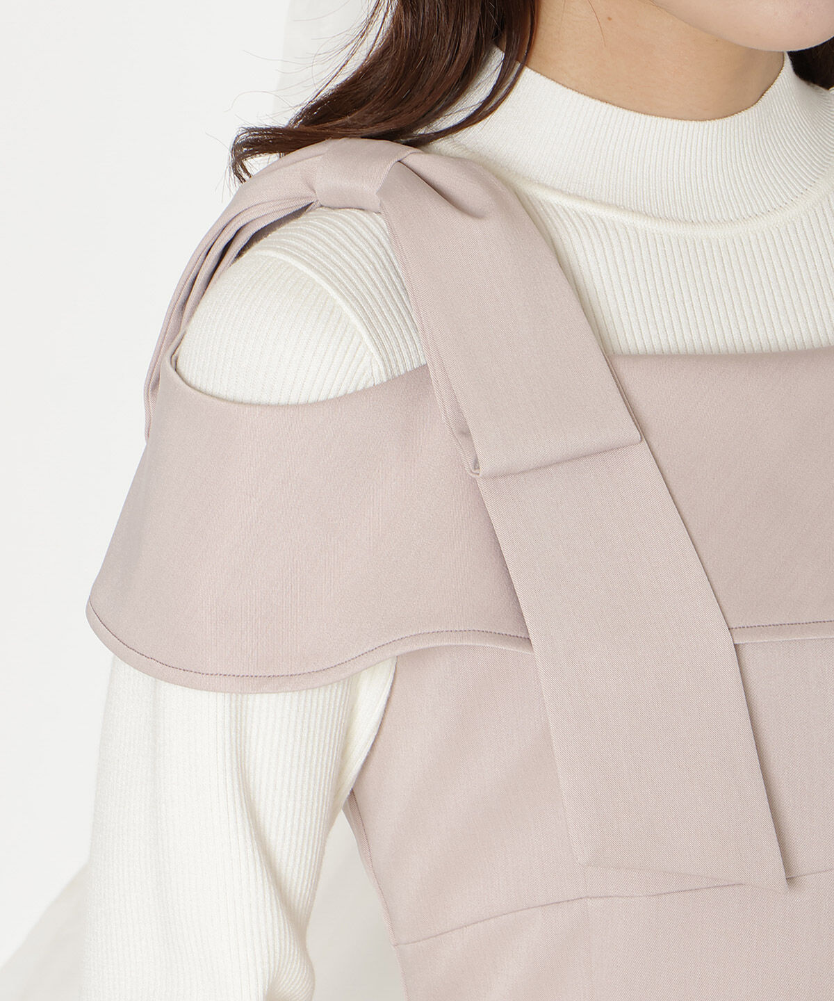 WILLSELECTION「アシンメトリーリボンショルダーワンピース」|ジャンパースカート|