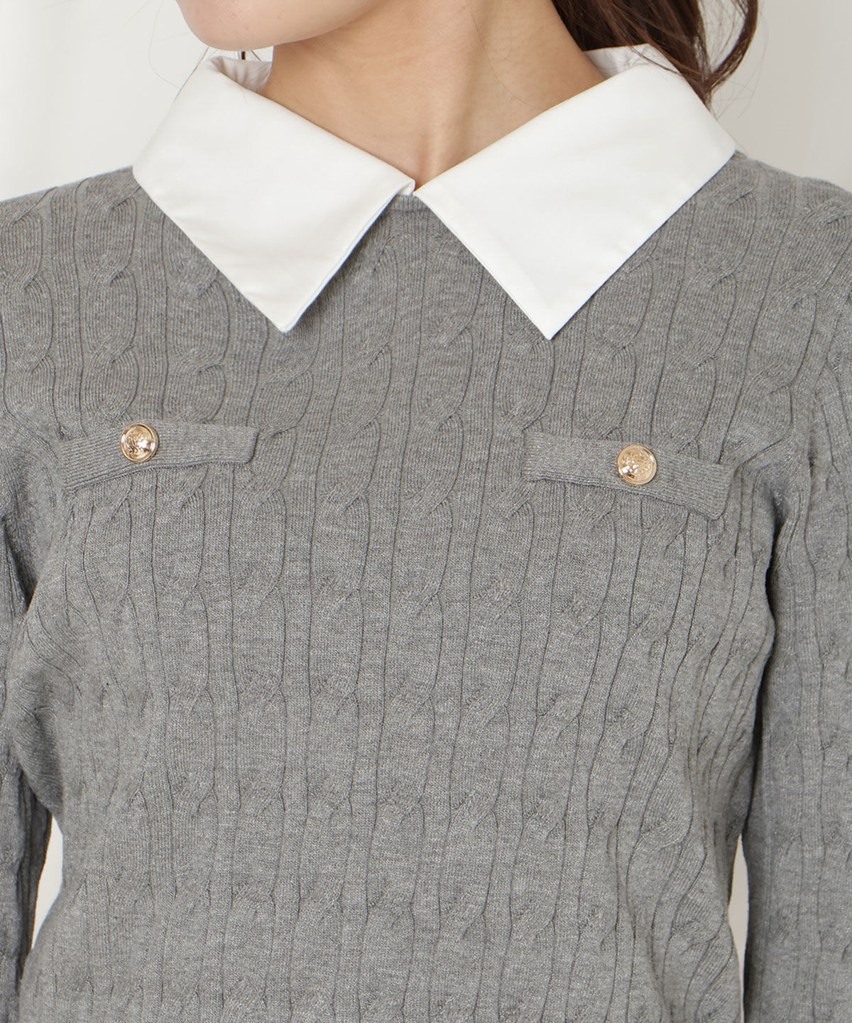 WILLSELECTION「リボンカフスドッキングケーブルニット」|ニット・セーター|