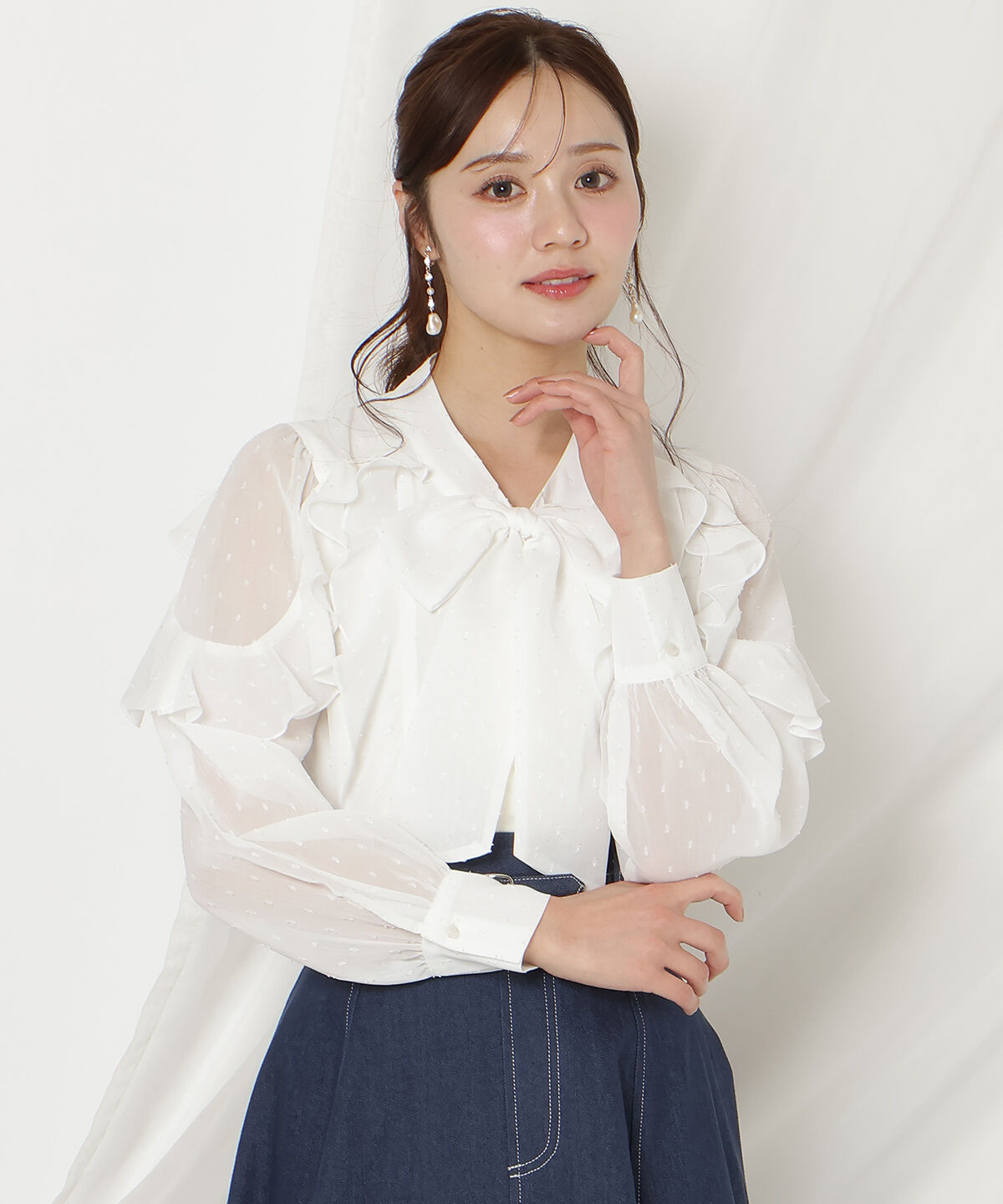 WILLSELECTION「ドビードットフリルブラウス」|シャツ・ブラウス|