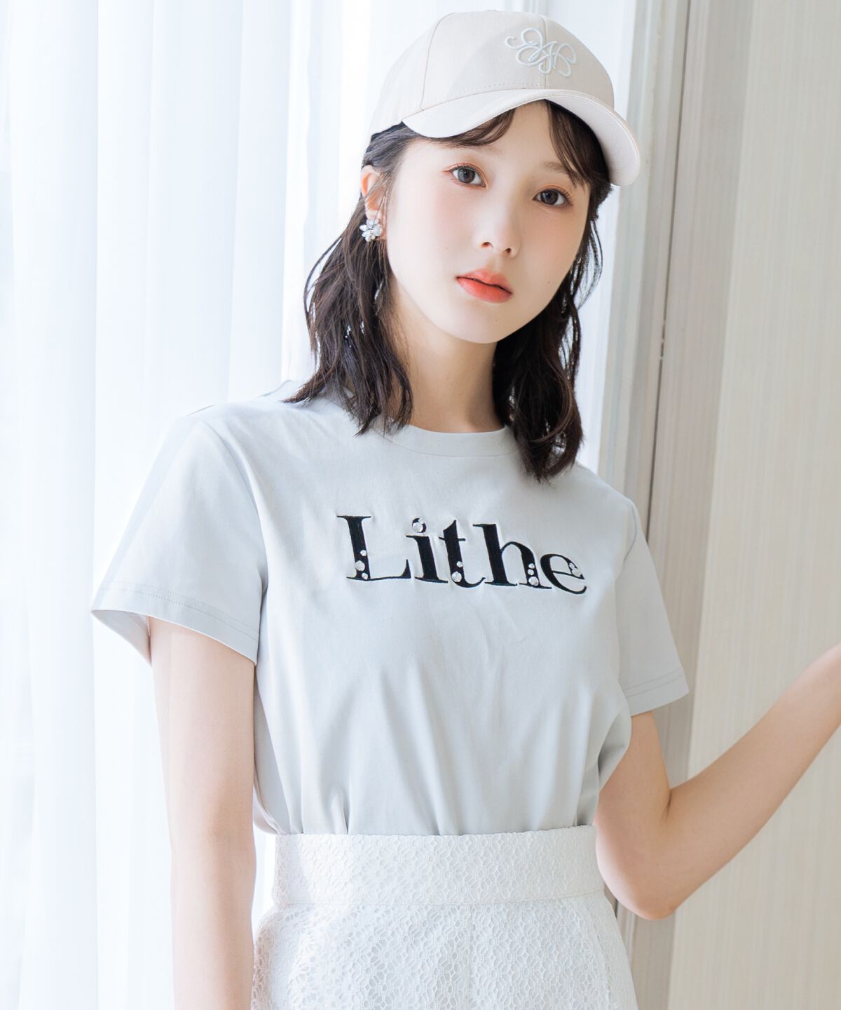 WILLSELECTION「ビジュー付き刺繍ロゴTシャツ」|Tシャツ・カットソー|サックス
