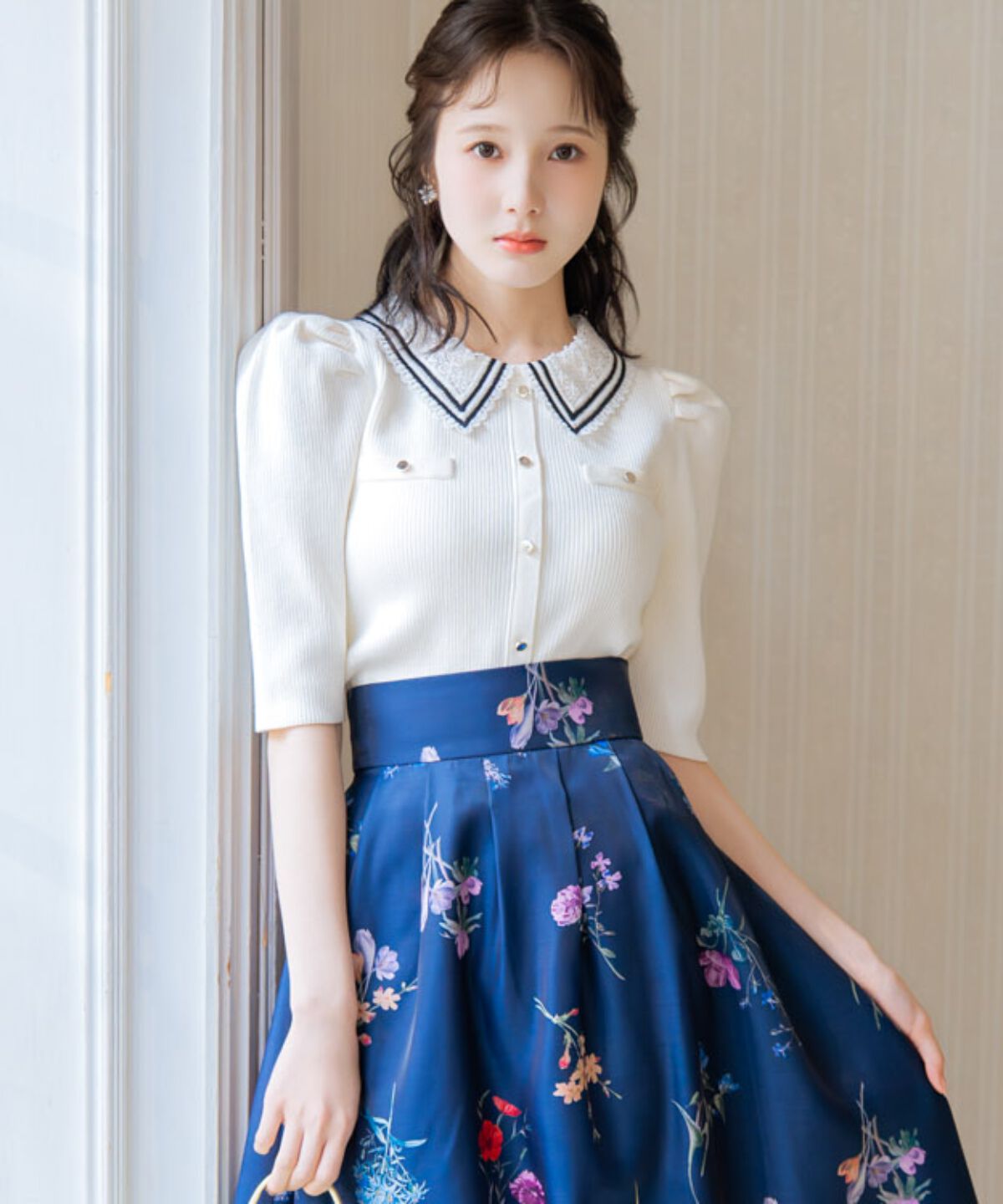 WILLSELECTION「バイカラーレース襟リブニット」|ニット・セーター|