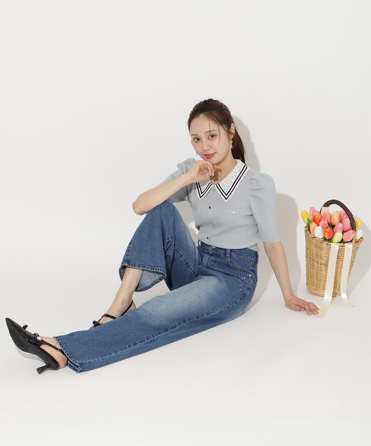 WILLSELECTION「バイカラーレース襟リブニット」|ニット・セーター|