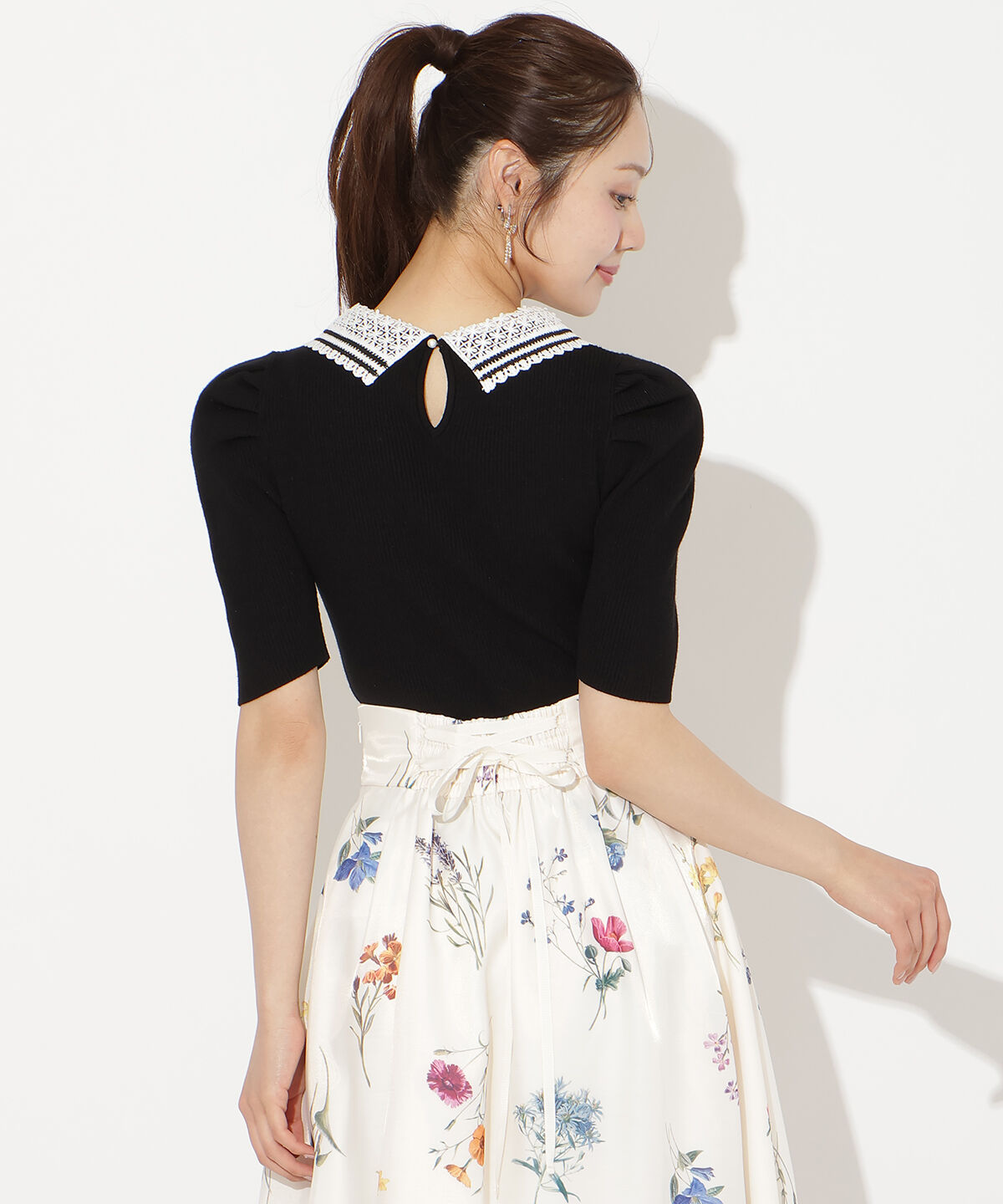 WILLSELECTION「バイカラーレース襟リブニット」|ニット・セーター|