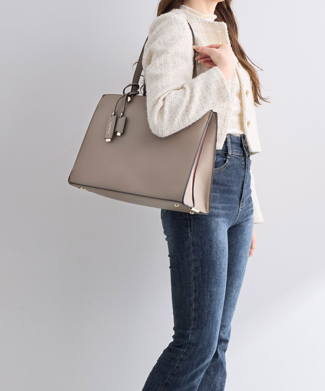 Jewelna Rose「ジュエルナローズ |ターミー トートバッグ A4サイズ  | 通勤 | きれいめ | 10758」|トートバッグ|グレー