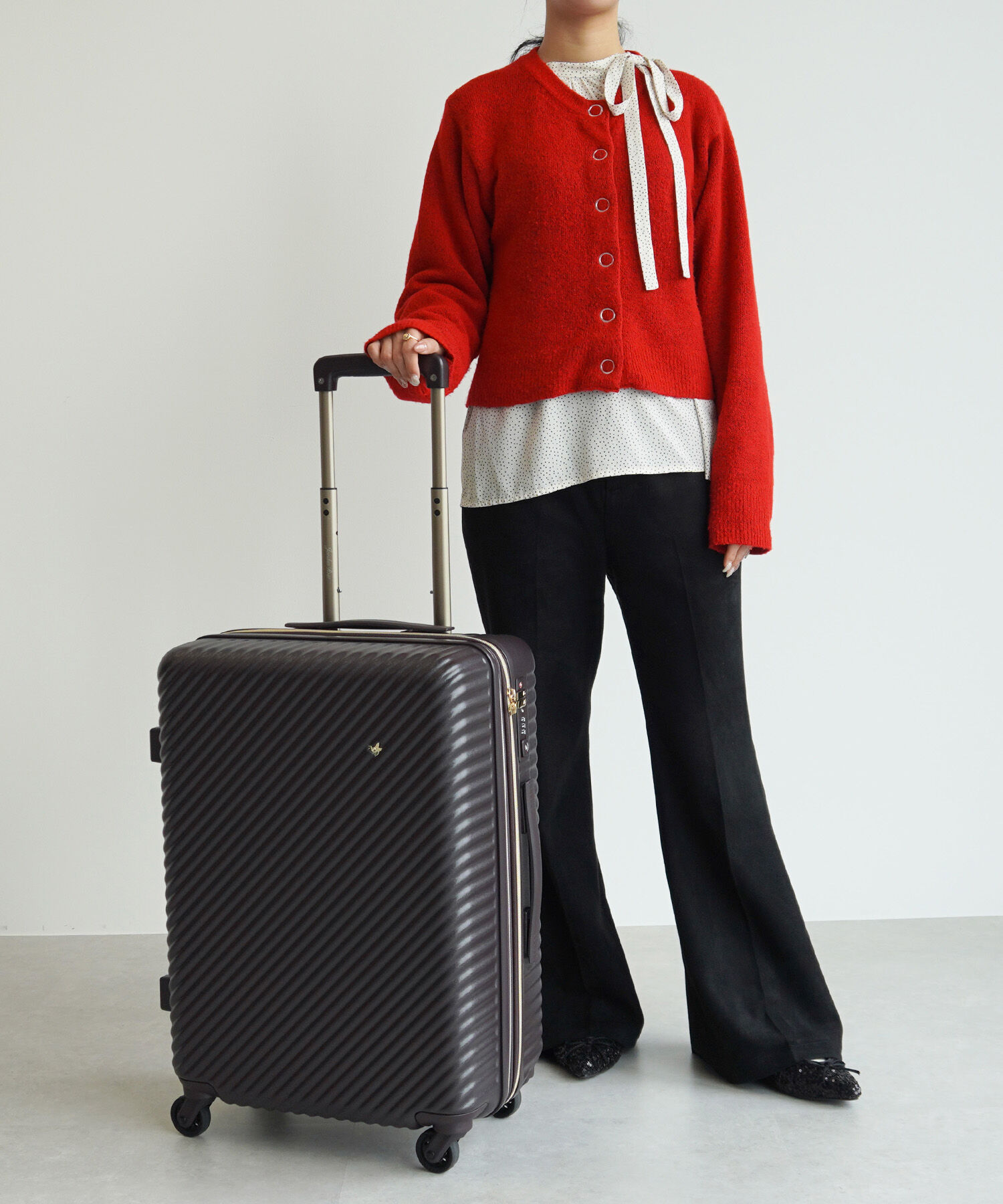 Jewelna Rose「HaNT&times;ジュエルナローズ コラボ スーツケース Mサイズ 06822」|キャリーケース|ダークブラウン