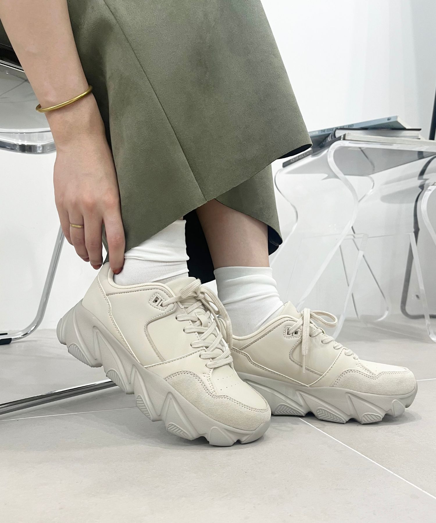 ORiental TRaffic「【アウトレット価格】パンチングデザインボリュームソールスニーカー/OT3738」|スニーカー|BEIGE