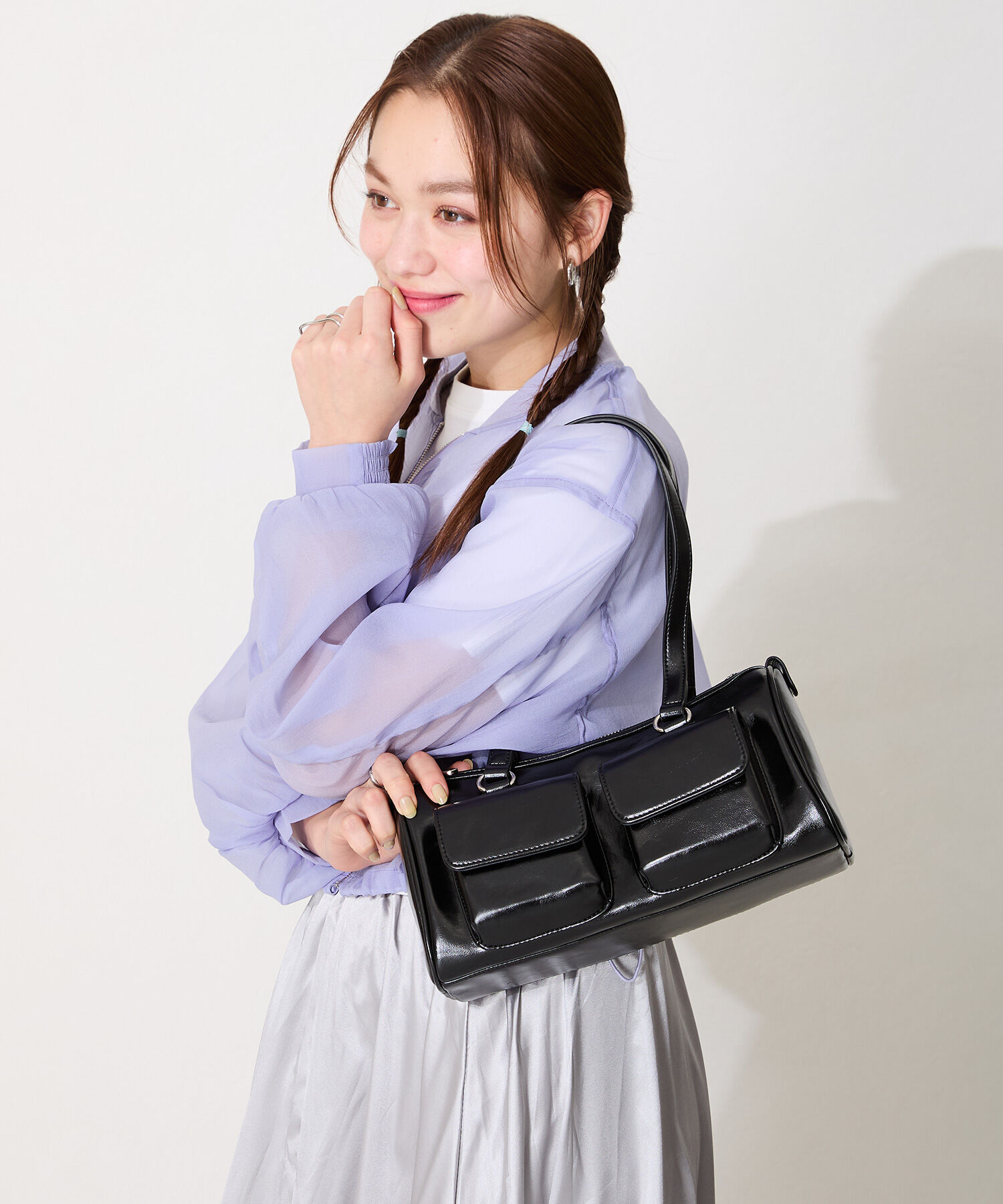 ORiental TRaffic「【トレンド】ダブルポケットボストンバッグ/BA-247 ショルダーバッグ」|ボストンバッグ|