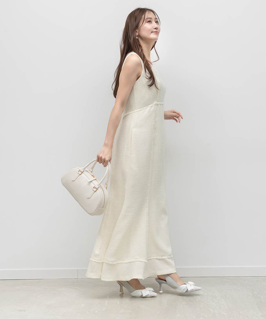  「2WAY スカーフ付きエンボスロゴボストンバッグ」|ハンドバッグ|