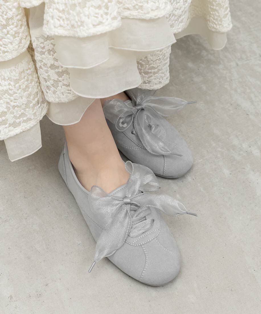  「2WAY オーガンジーリボンフラットスニーカー」|スニーカー|ブルー